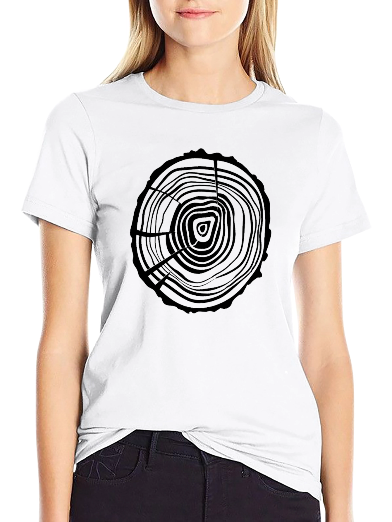 Black Tree Ring Graphic Tee - Nature Lovers Shirt