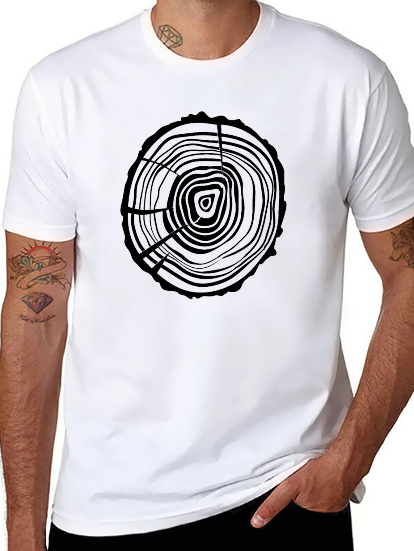 Black Tree Ring Graphic Tee - Nature Lovers Shirt