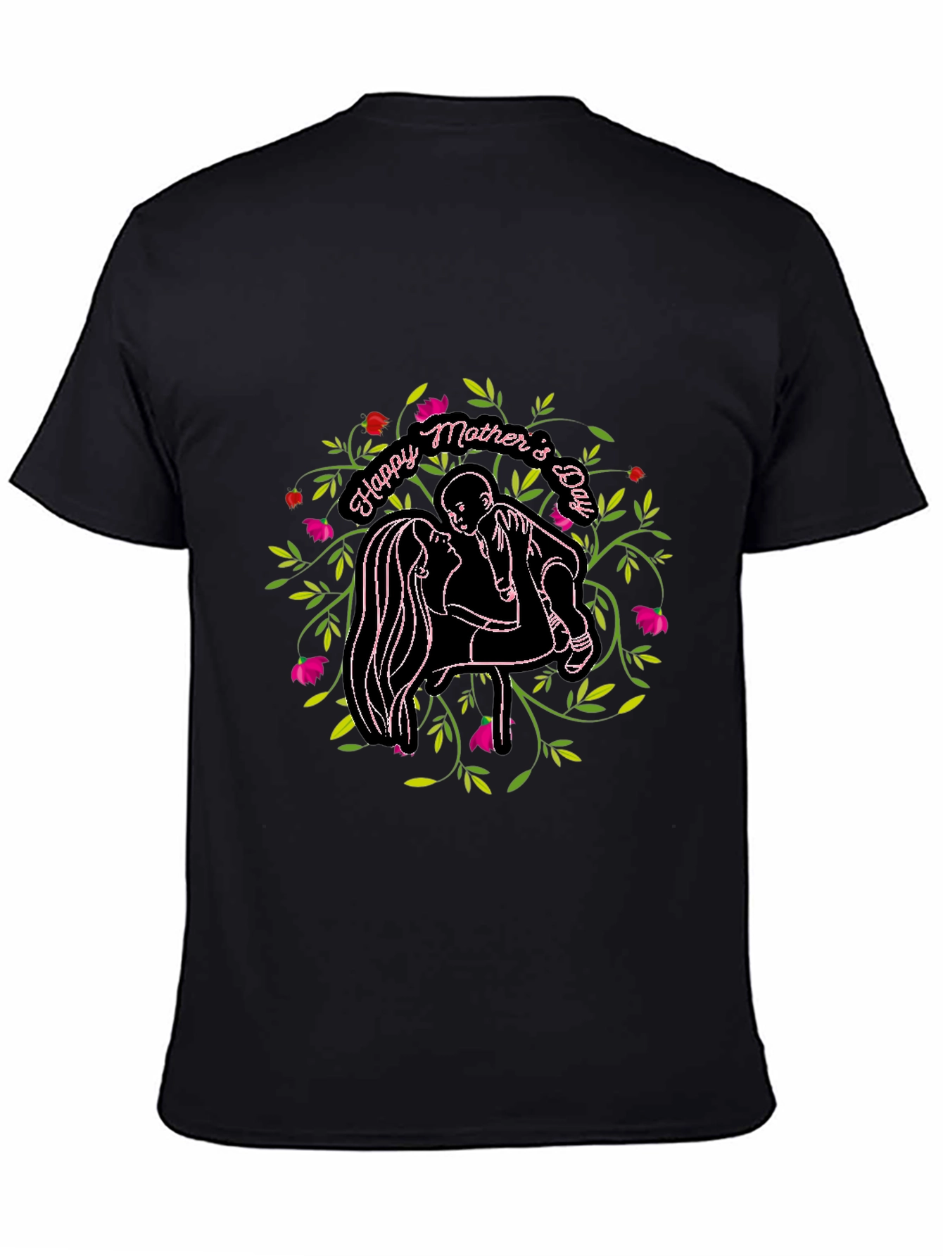 Happy Mothers Day Graphic Black T-Shirt