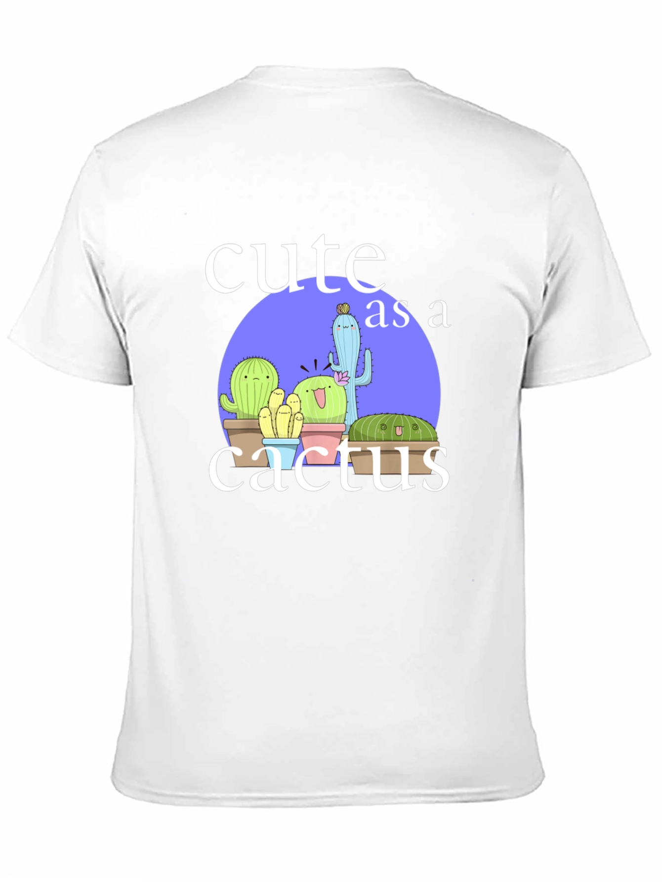 Cute Cactus Graphic Tee - Black Cotton T-Shirt