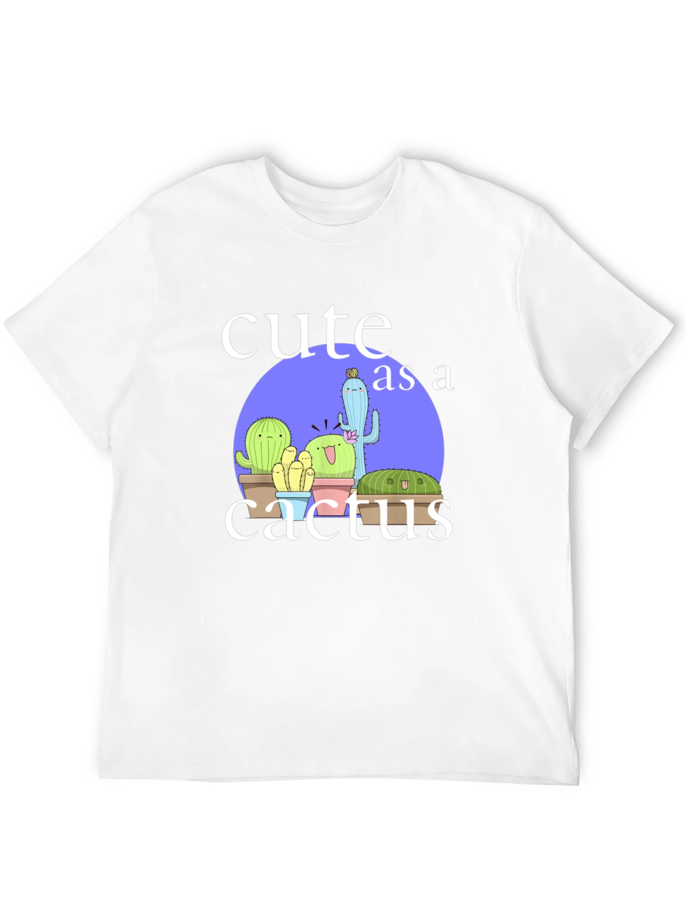 Cute Cactus Graphic Tee - Black Cotton T-Shirt