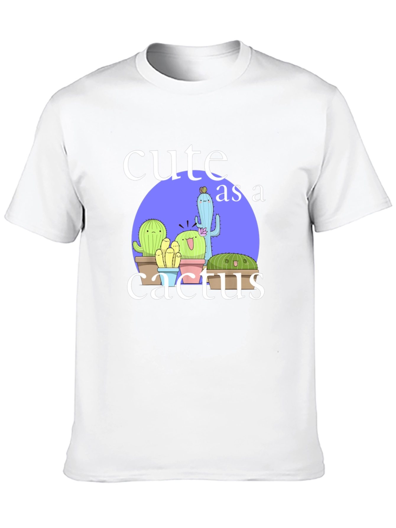 Cute Cactus Graphic Tee - Black Cotton T-Shirt