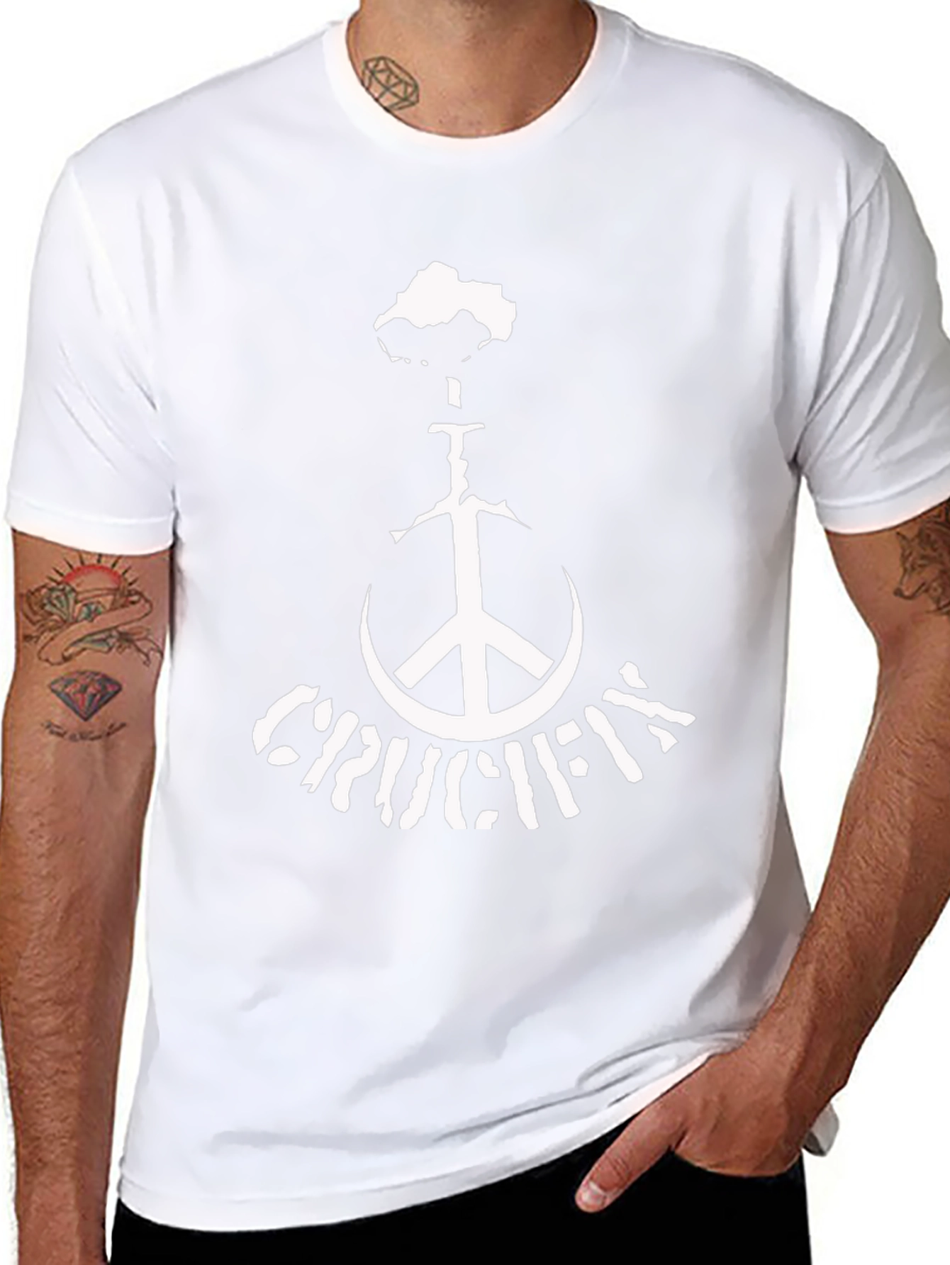 Crucifix Peace Sign Black T-Shirt