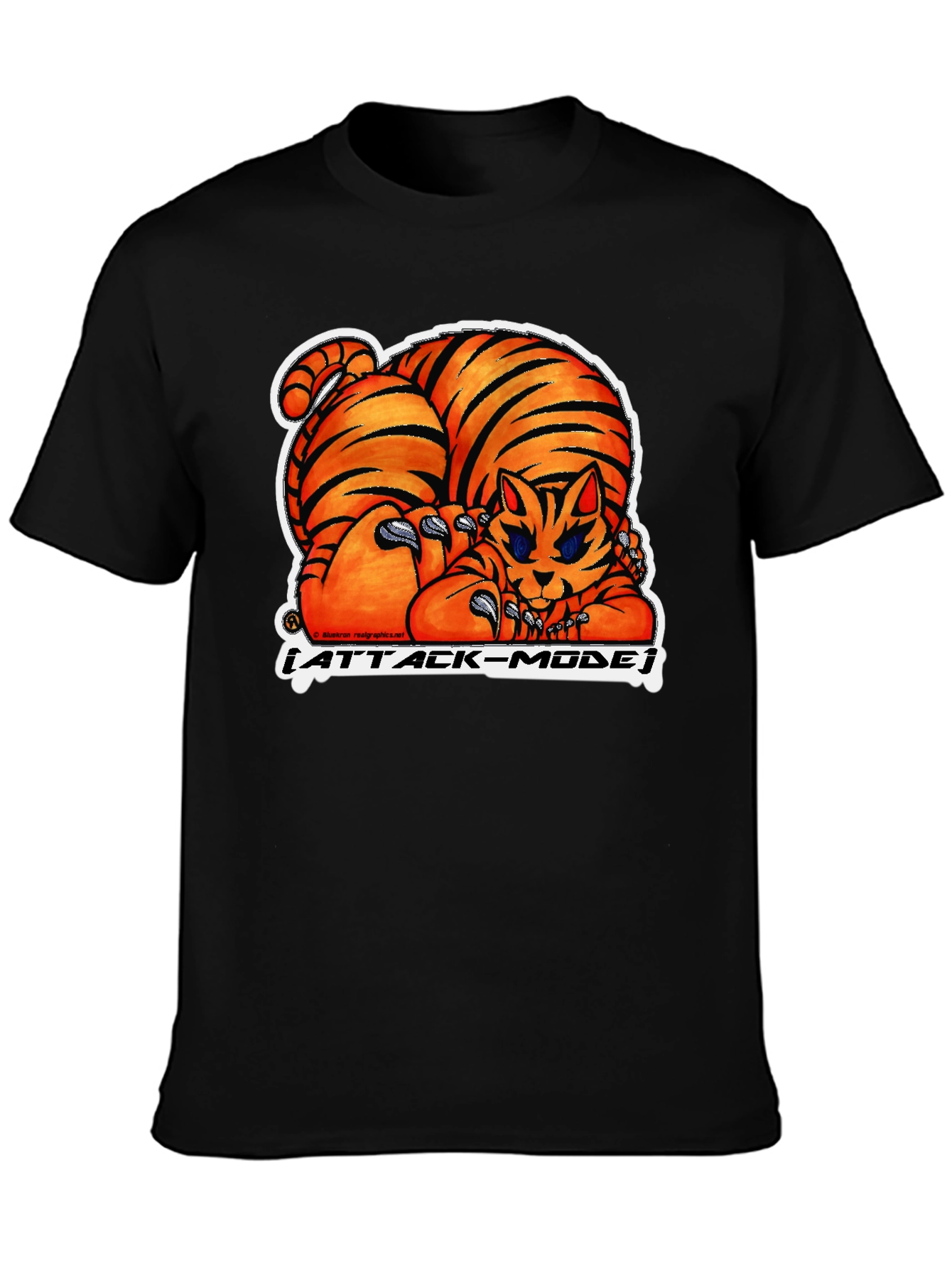 Attack Mode Tiger Graphic Tee - Black Cotton Blend