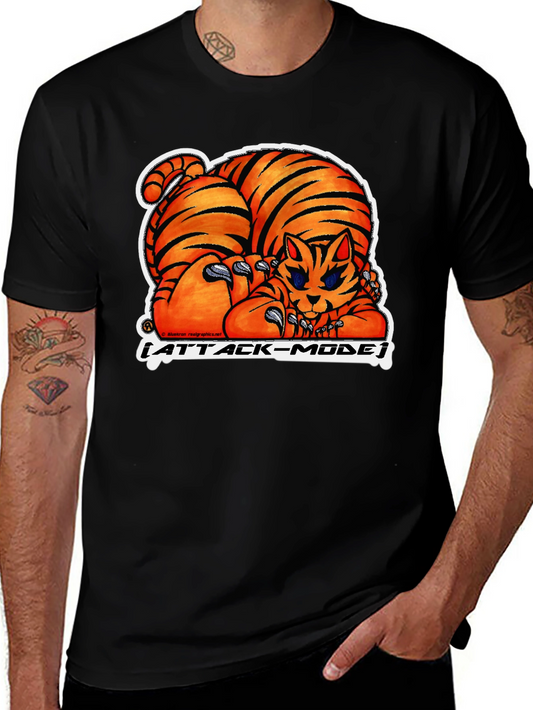 Attack Mode Tiger Graphic Tee - Black Cotton Blend