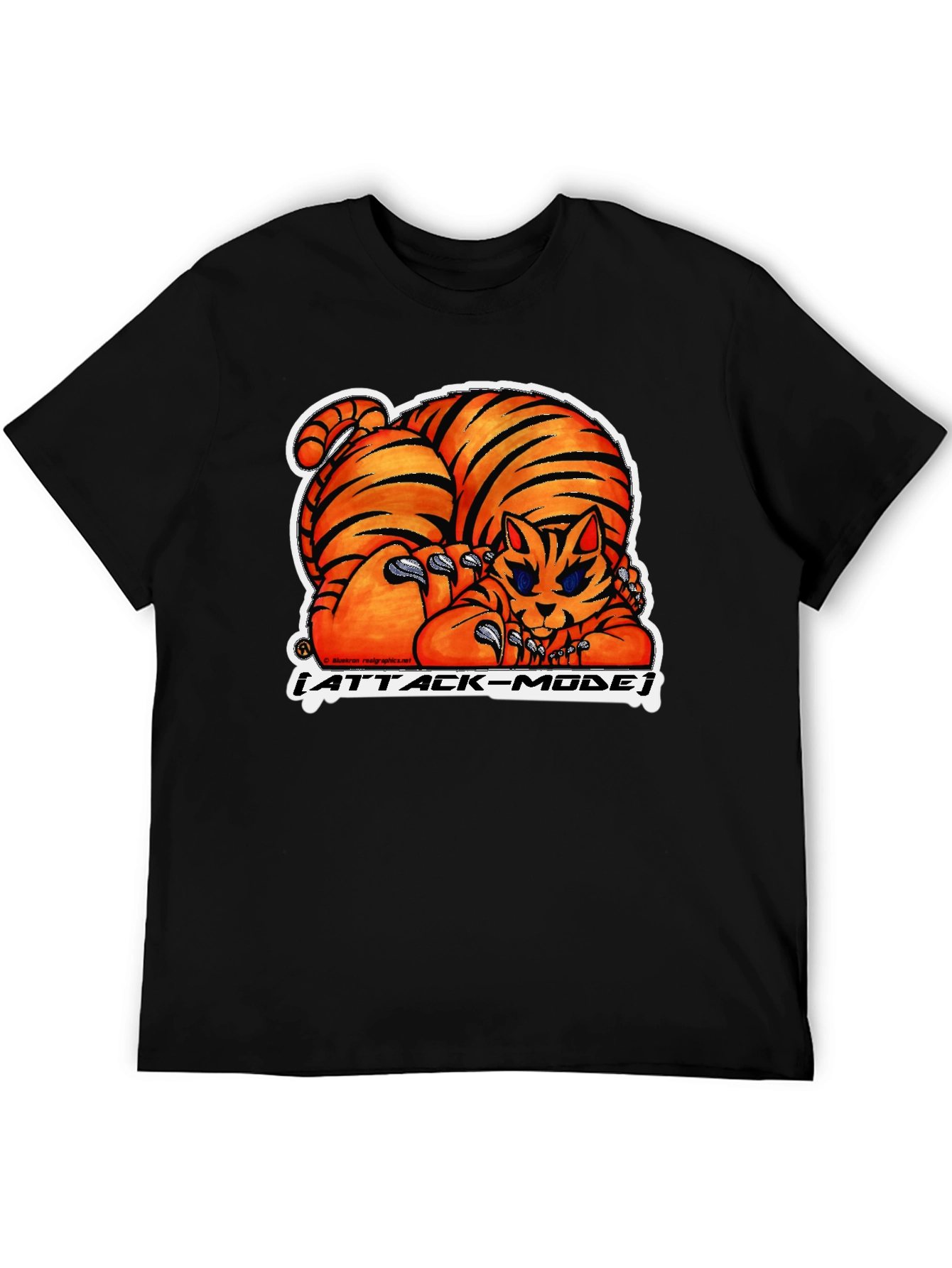 Attack Mode Tiger Graphic Tee - Black Cotton Blend