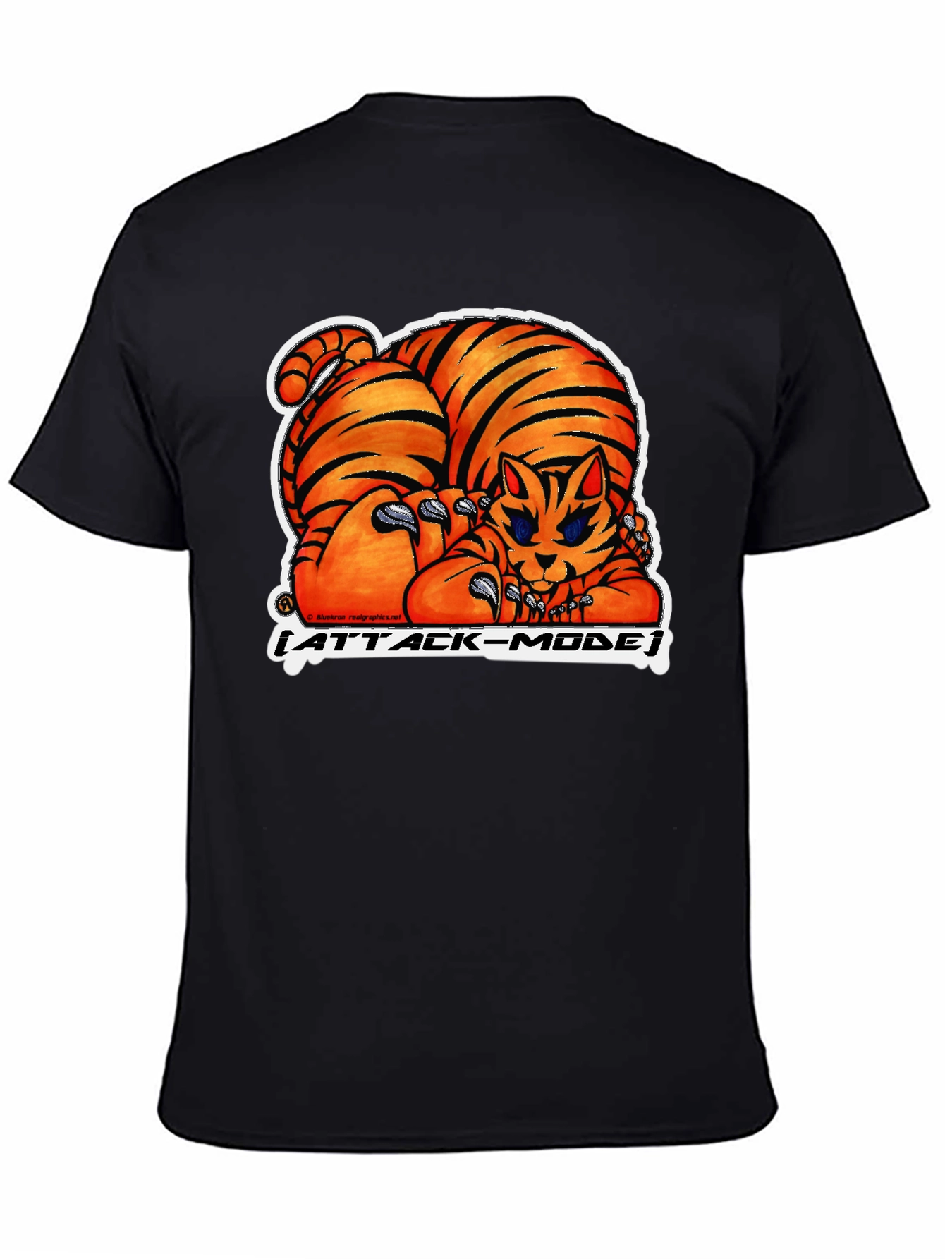 Attack Mode Tiger Graphic Tee - Black Cotton Blend
