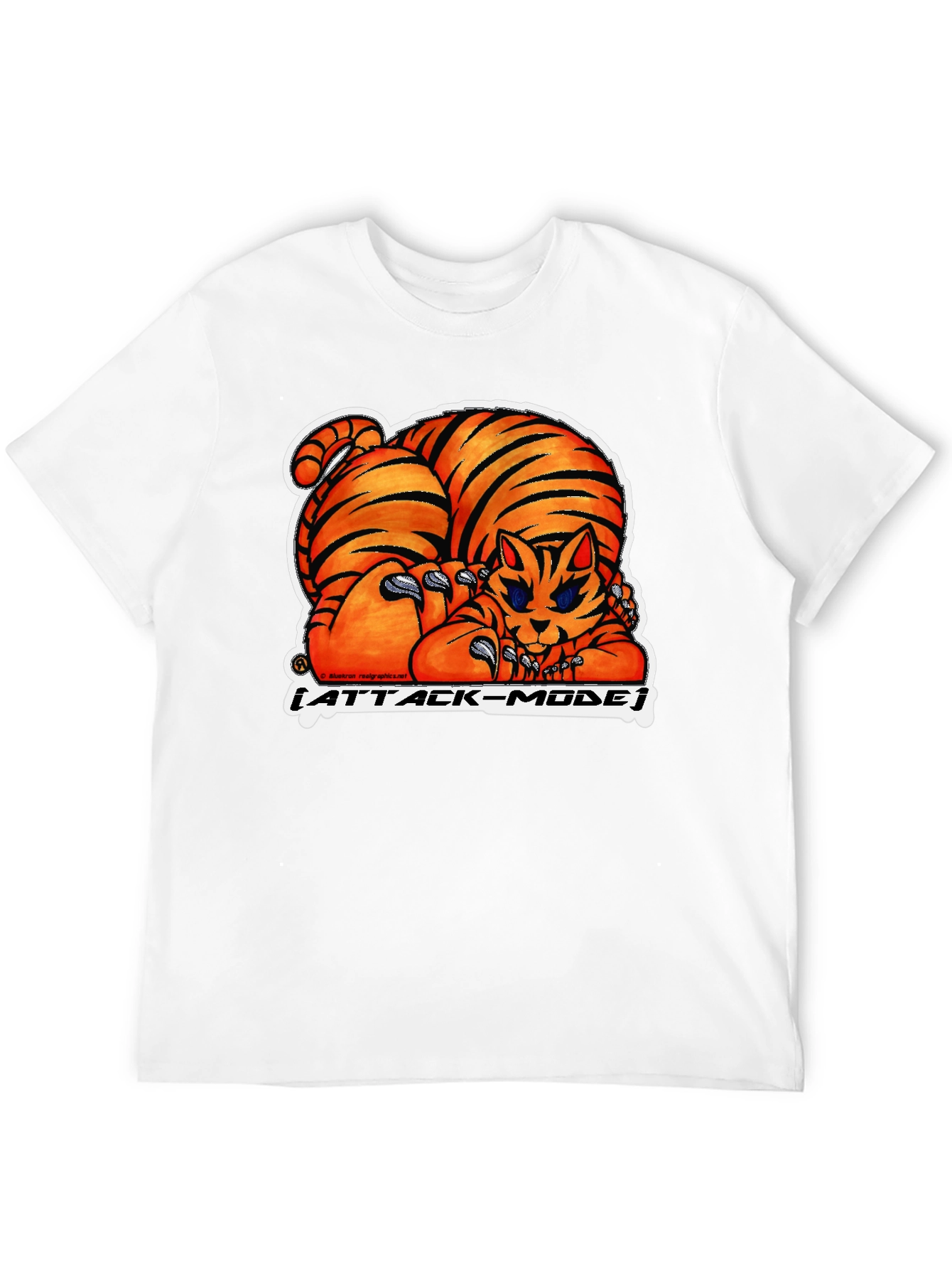Attack Mode Tiger Graphic Tee - Black Cotton Blend
