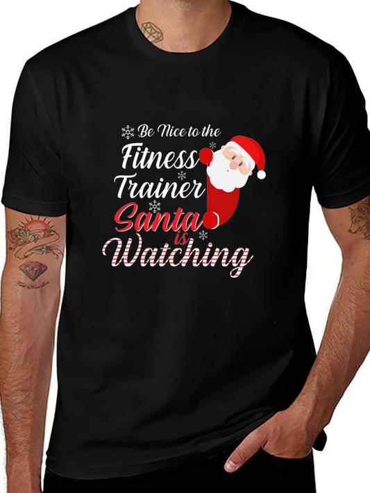 Funny Santa Fitness Trainer Christmas T-Shirt