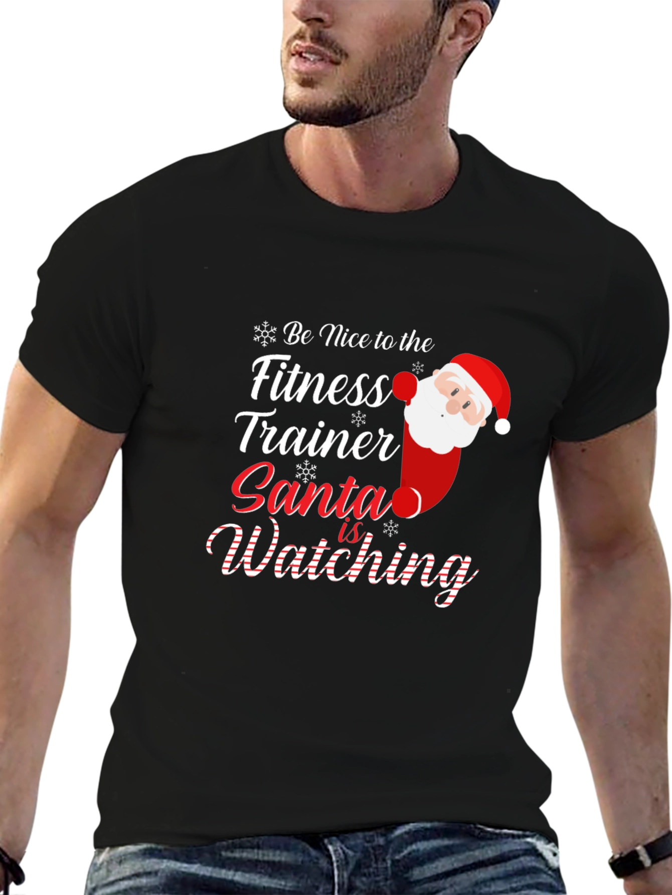 Funny Santa Fitness Trainer Christmas T-Shirt