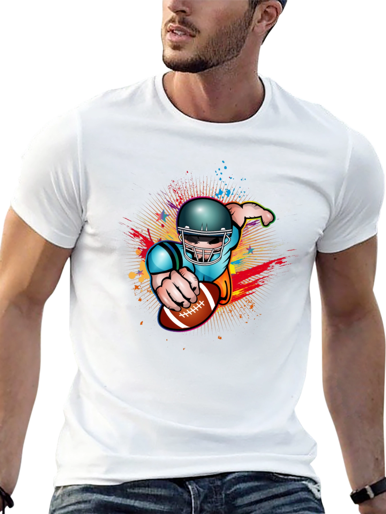 Football Player Graphic Black T-Shirt