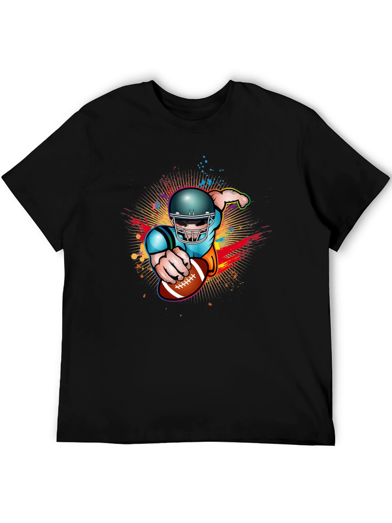 Football Player Graphic Black T-Shirt
