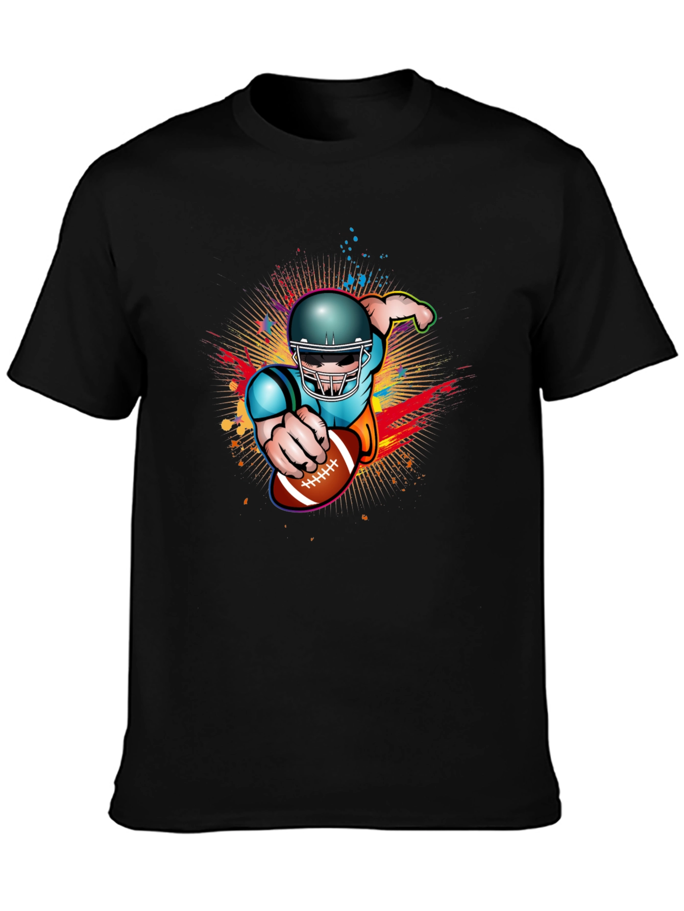 Football Player Graphic Black T-Shirt