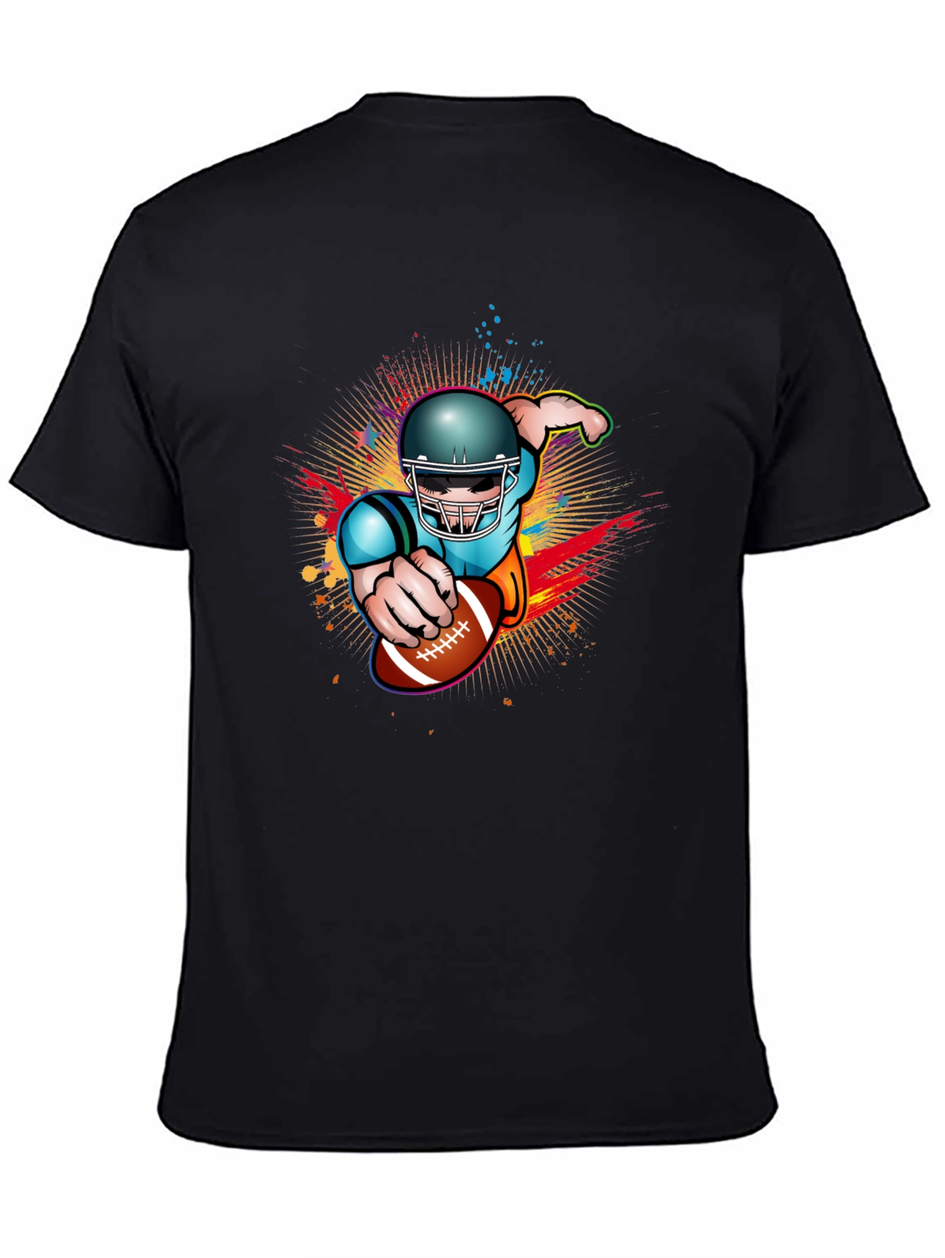 Football Player Graphic Black T-Shirt