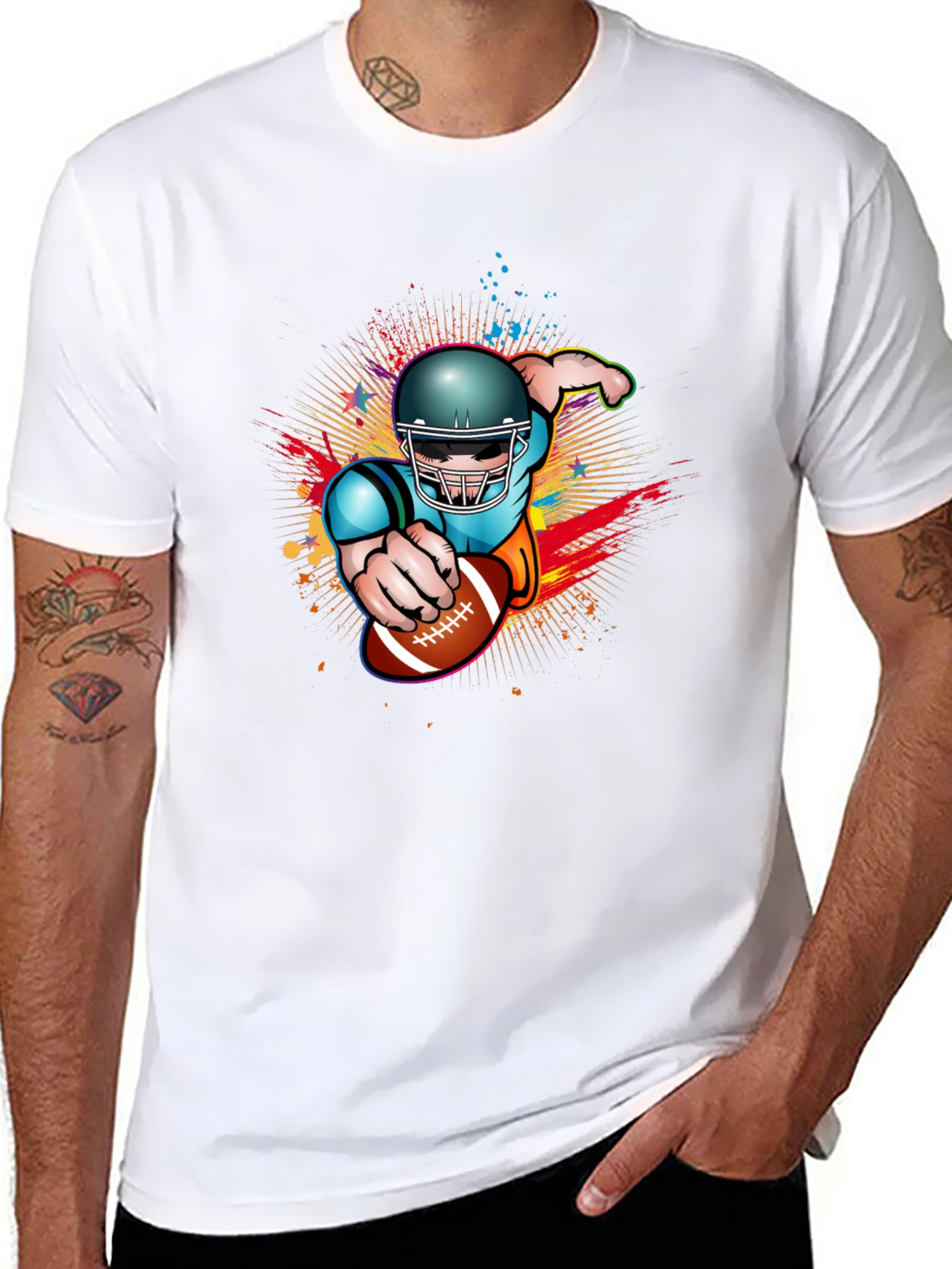 Football Player Graphic Black T-Shirt
