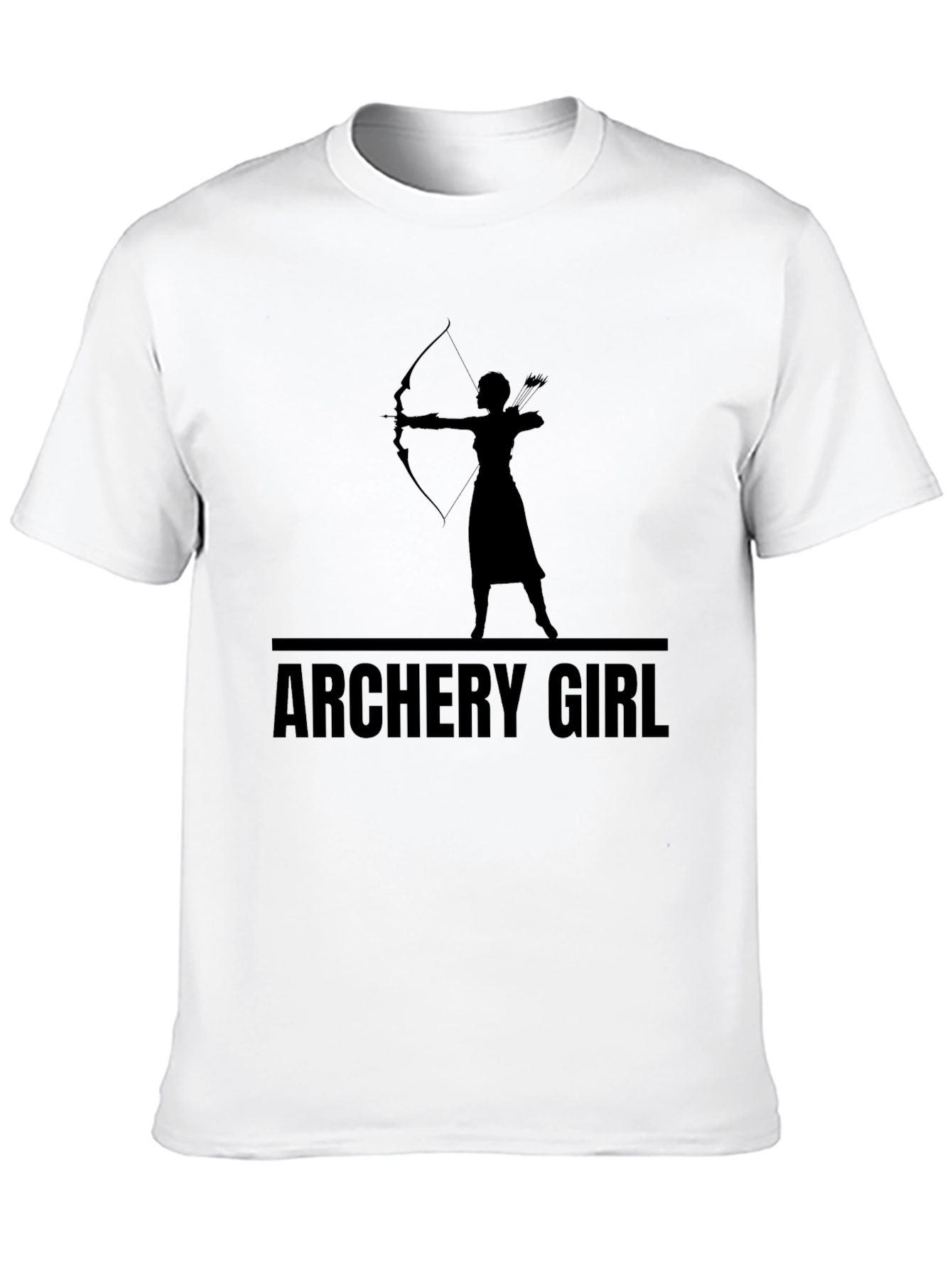 Archery Girl T-Shirt - Black Silhouette Design