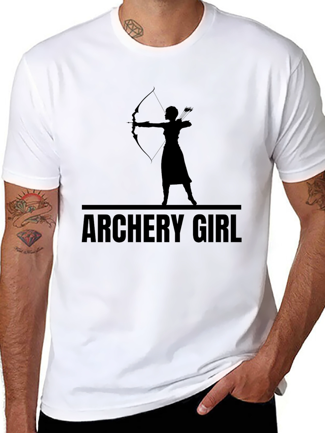 Archery Girl T-Shirt - Black Silhouette Design