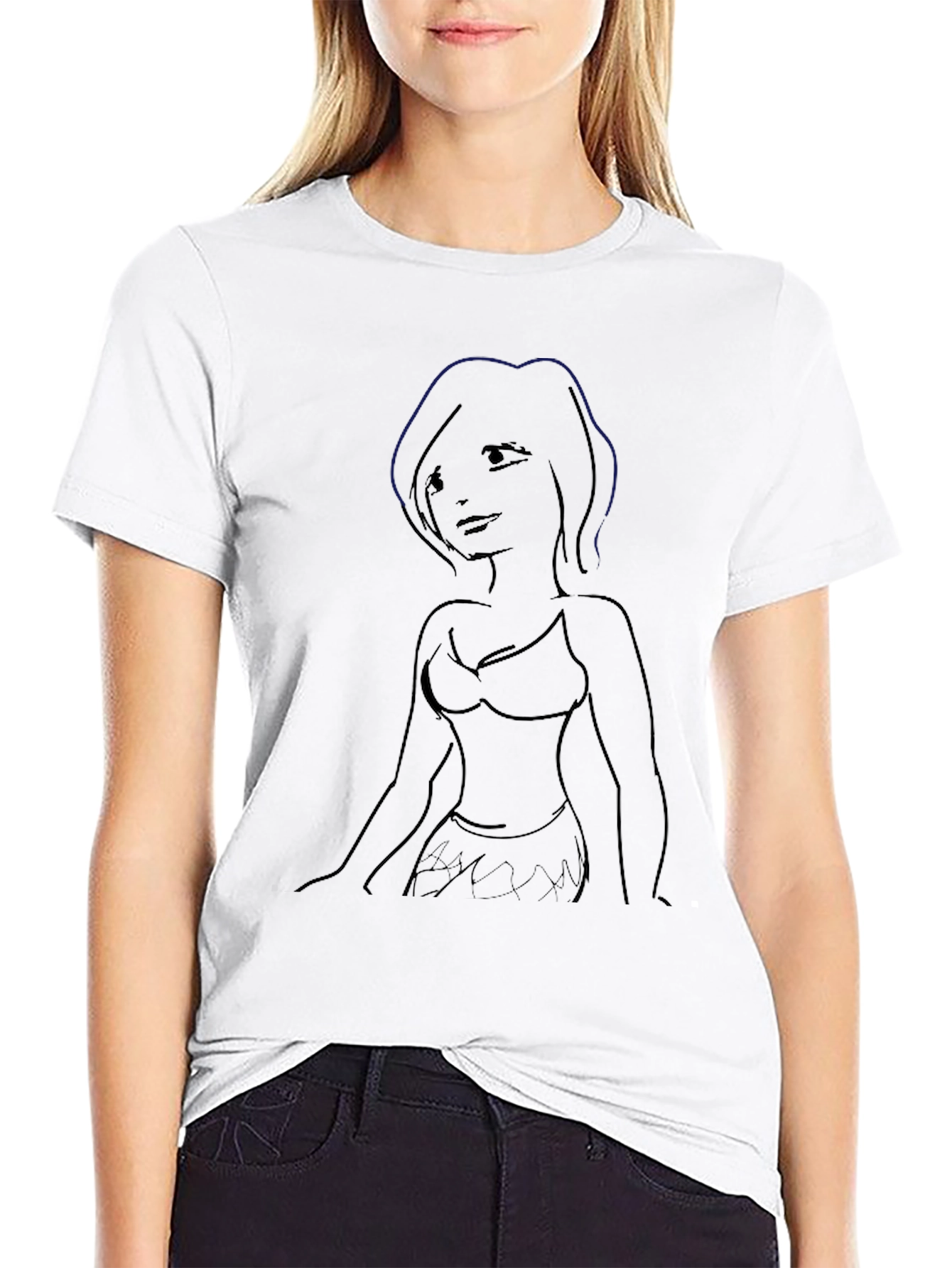 Sketch-Style Womans Silhouette Graphic Tee