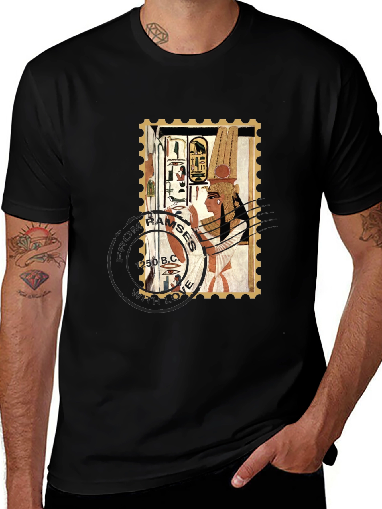 Egyptian Stamp T-Shirt: Ramses 250 B.C. Design