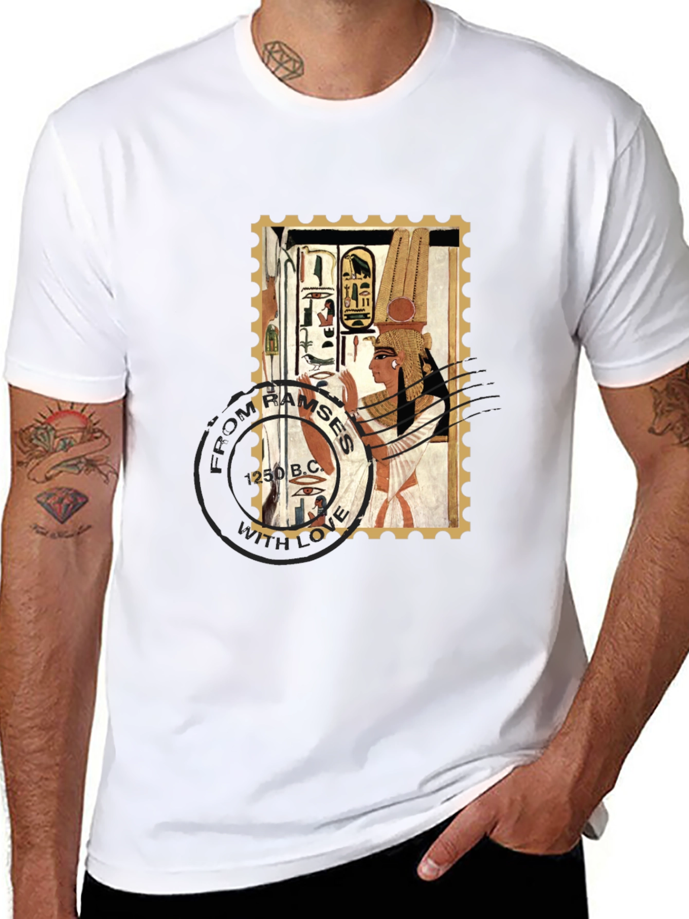 Egyptian Stamp T-Shirt: Ramses 250 B.C. Design