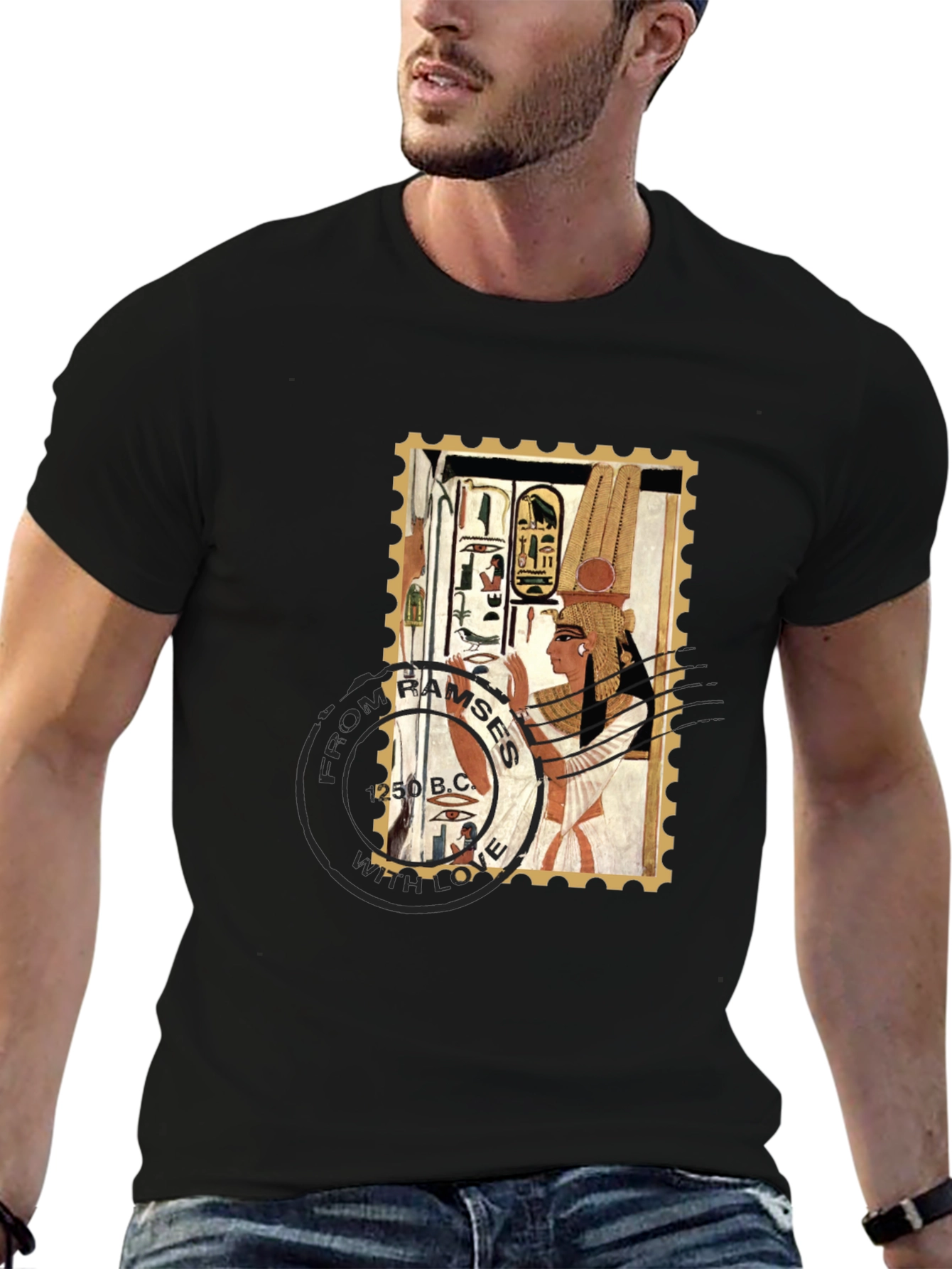 Egyptian Stamp T-Shirt: Ramses 250 B.C. Design
