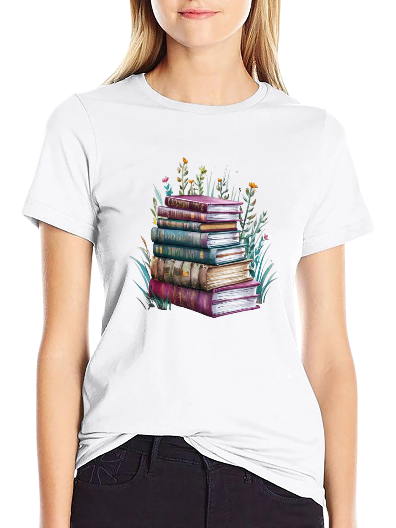 Book Stack Graphic Tee - Readers Delight