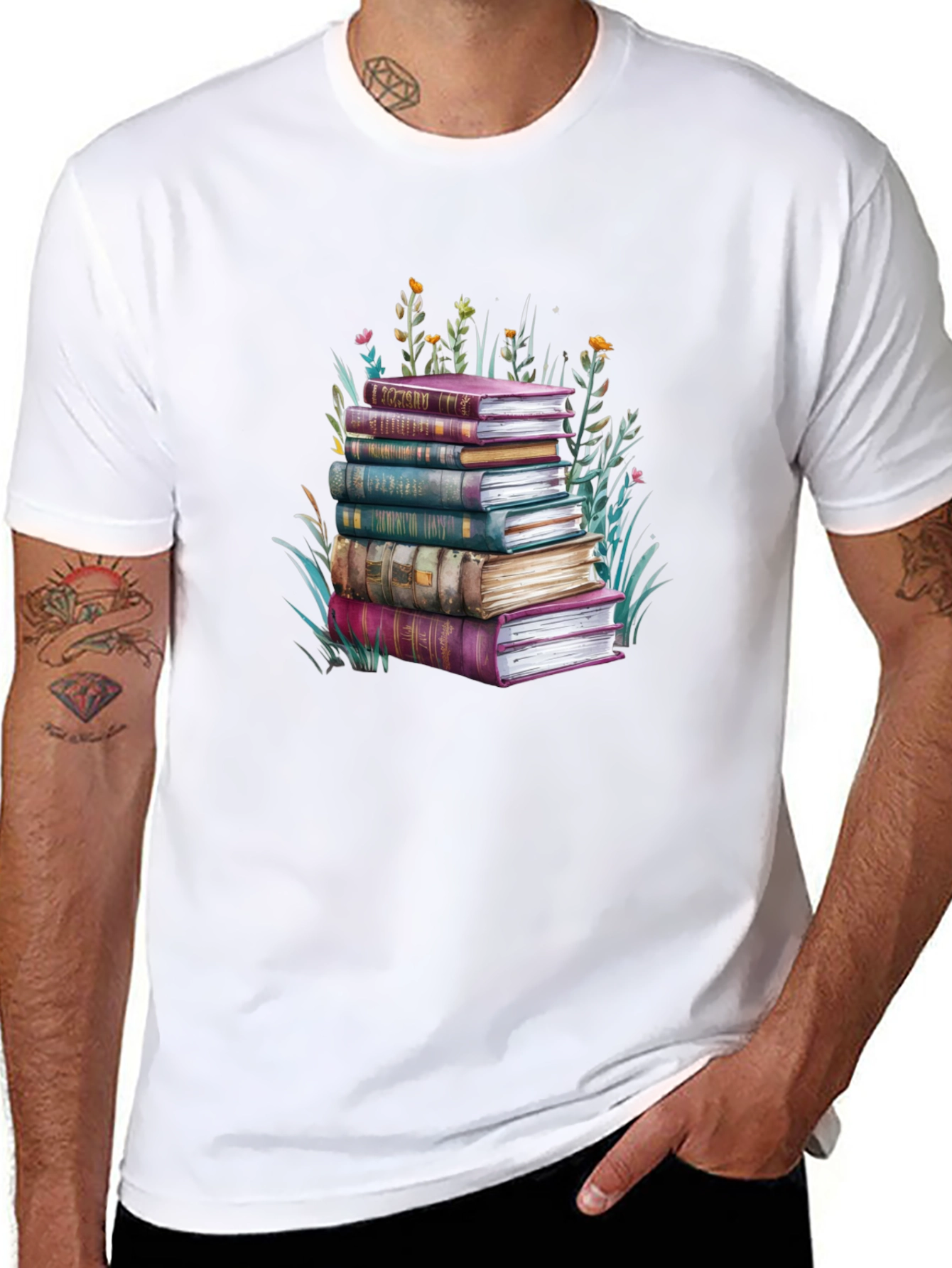 Book Stack Graphic Tee - Readers Delight
