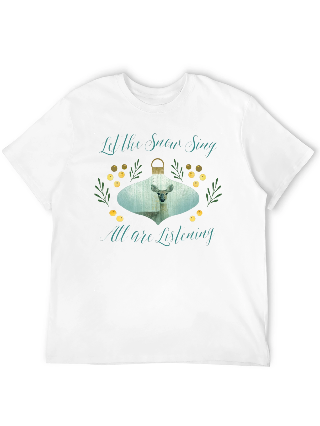 Let the Snow Sing Deer Graphic Tee - Black