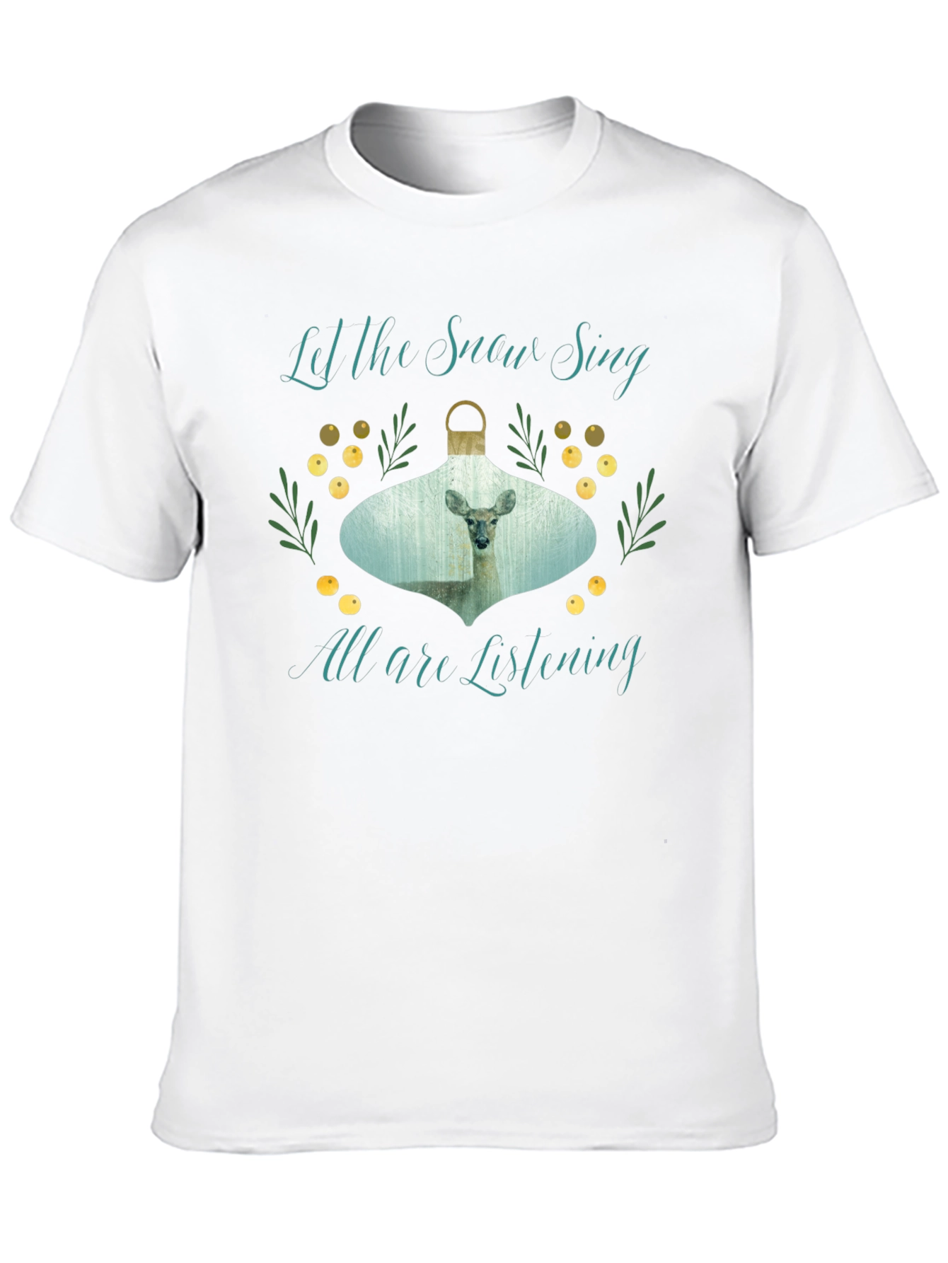 Let the Snow Sing Deer Graphic Tee - Black