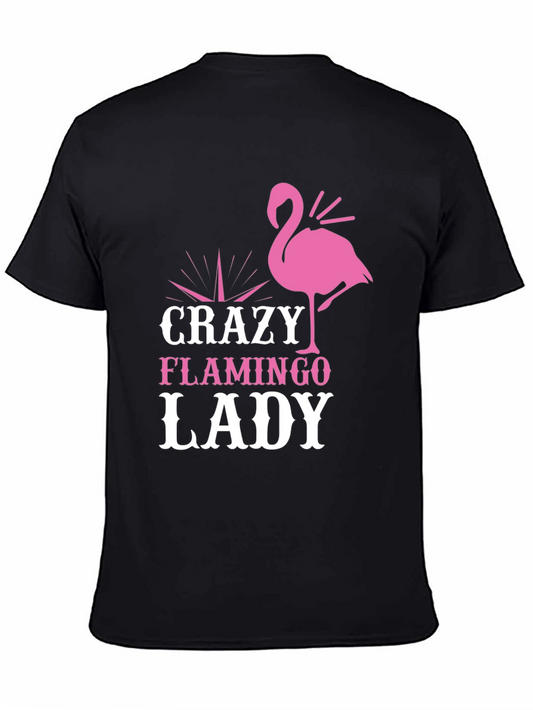 Crazy Flamingo Lady T-Shirt - Black Graphic Tee