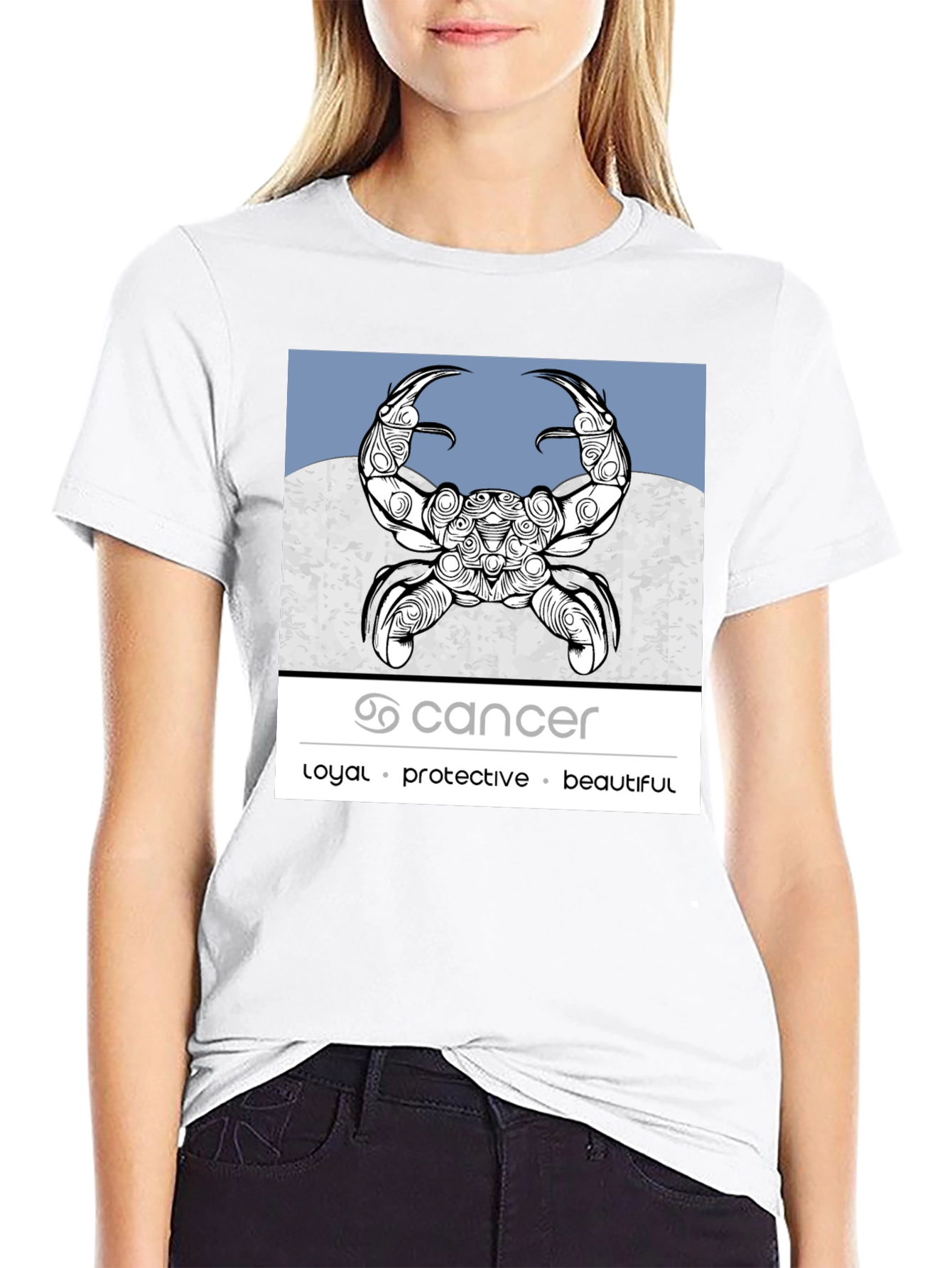 Cancer Zodiac Graphic Tee - Loyal Protective Beautiful