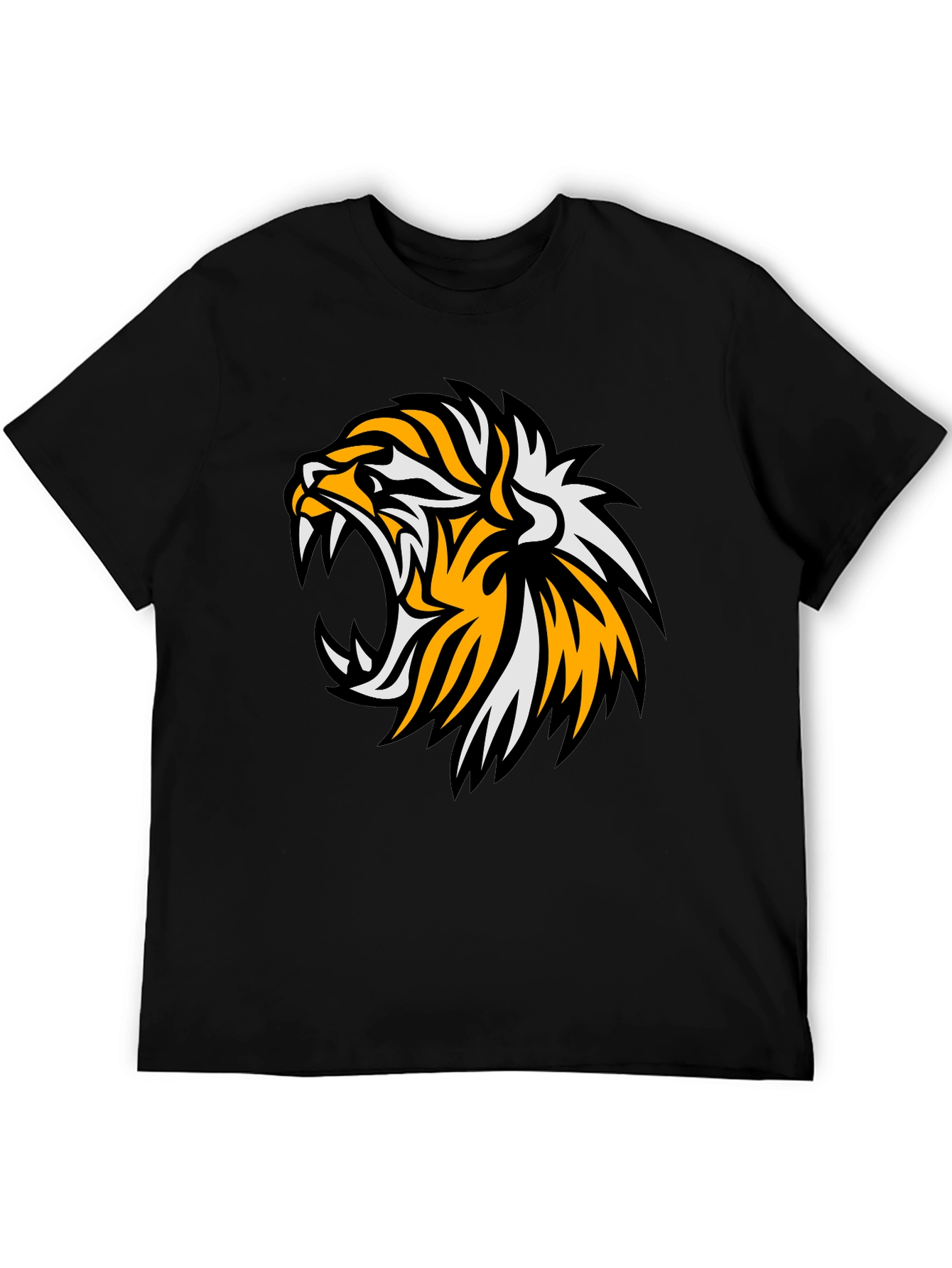 Bold Tiger Graphic Tee - Black Cotton T-Shirt