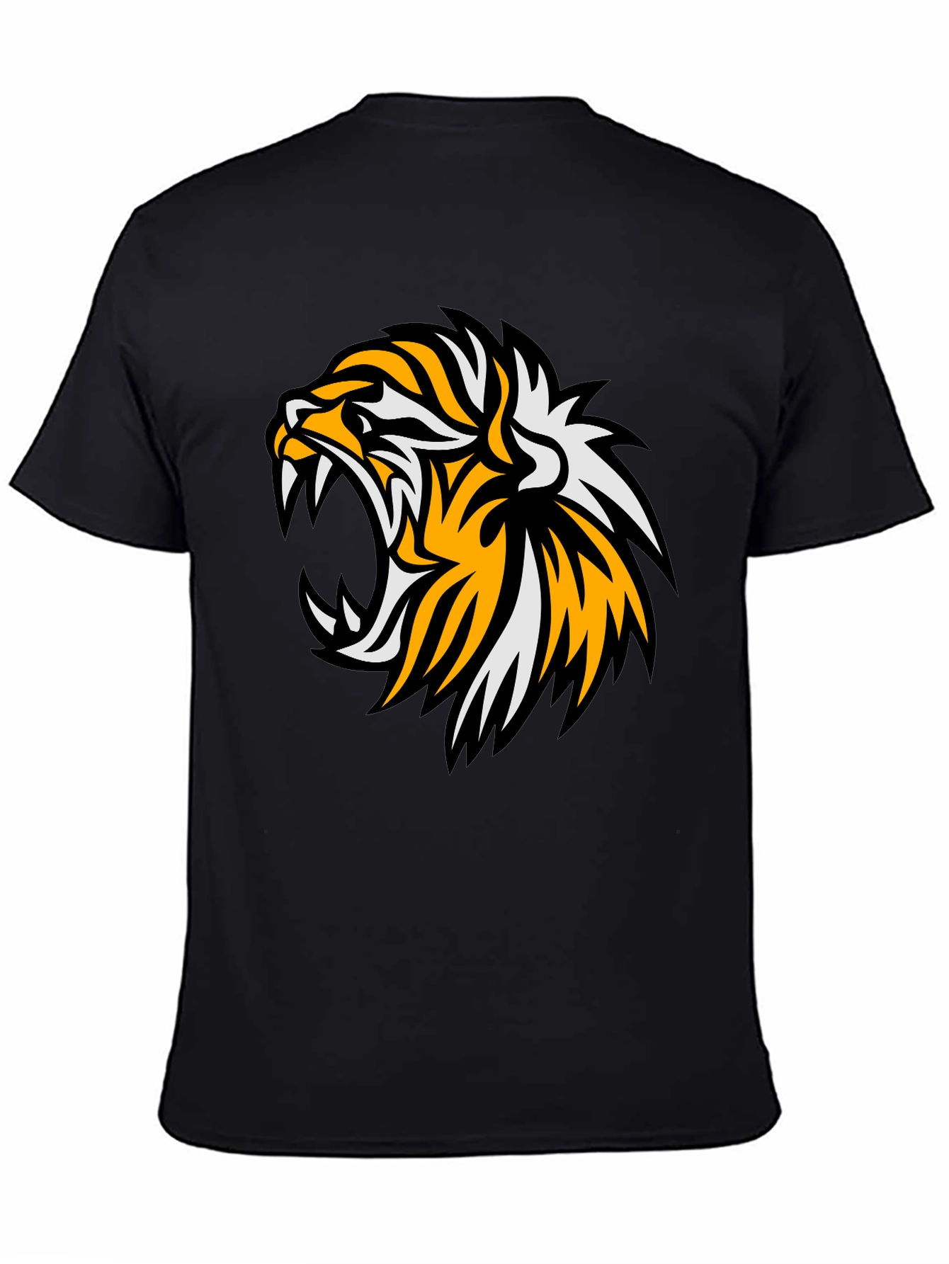 Bold Tiger Graphic Tee - Black Cotton T-Shirt