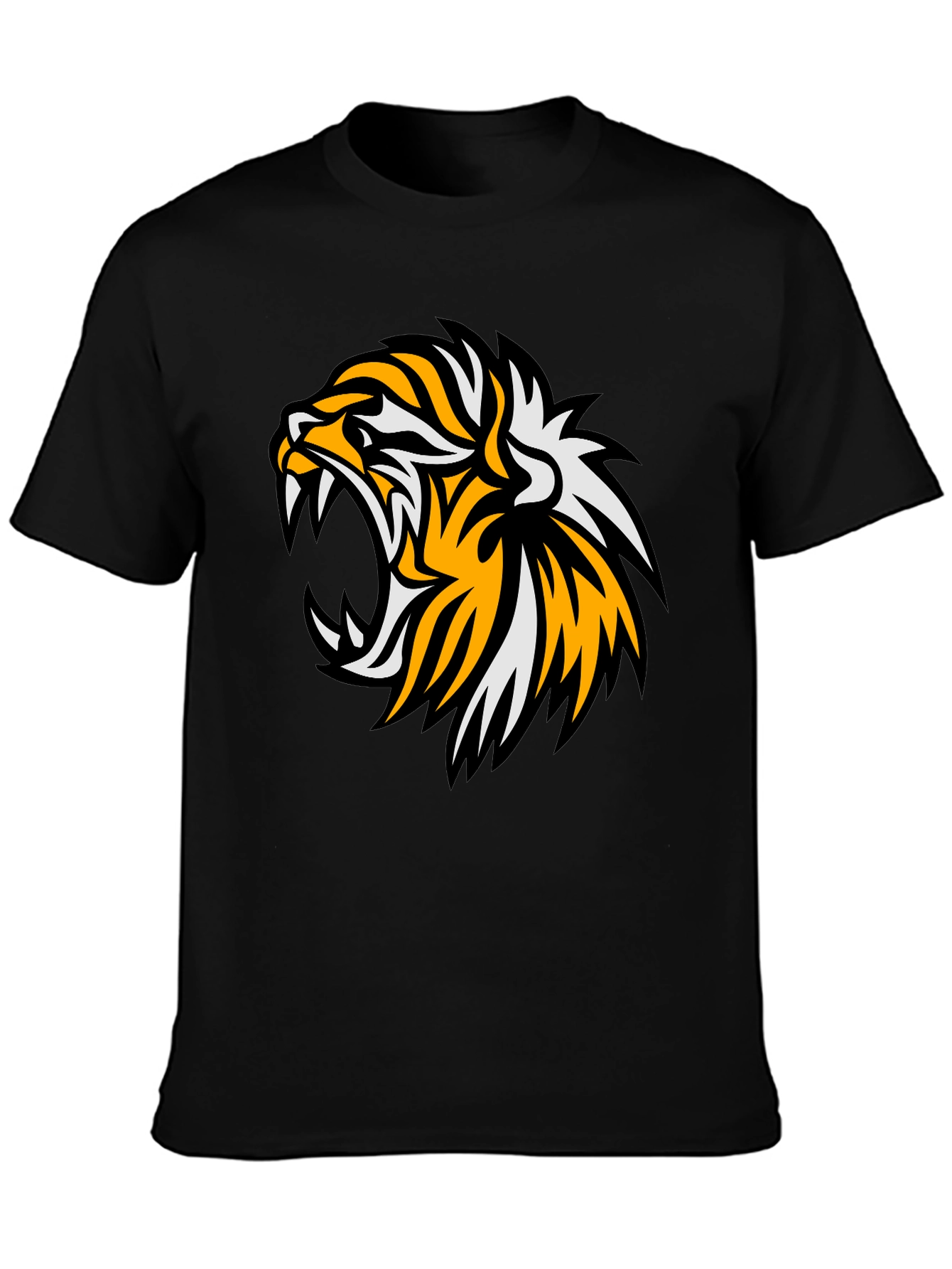 Bold Tiger Graphic Tee - Black Cotton T-Shirt