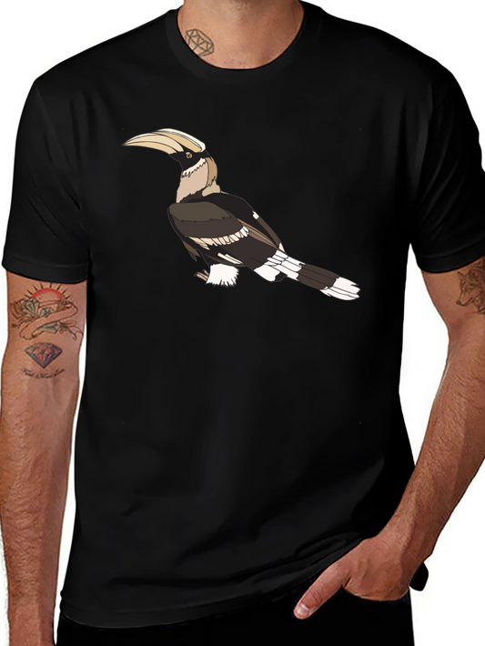 Hornbill Graphic Print Black T-Shirt