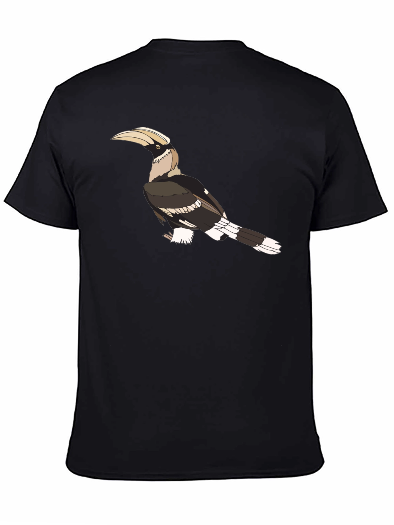 Hornbill Graphic Print Black T-Shirt