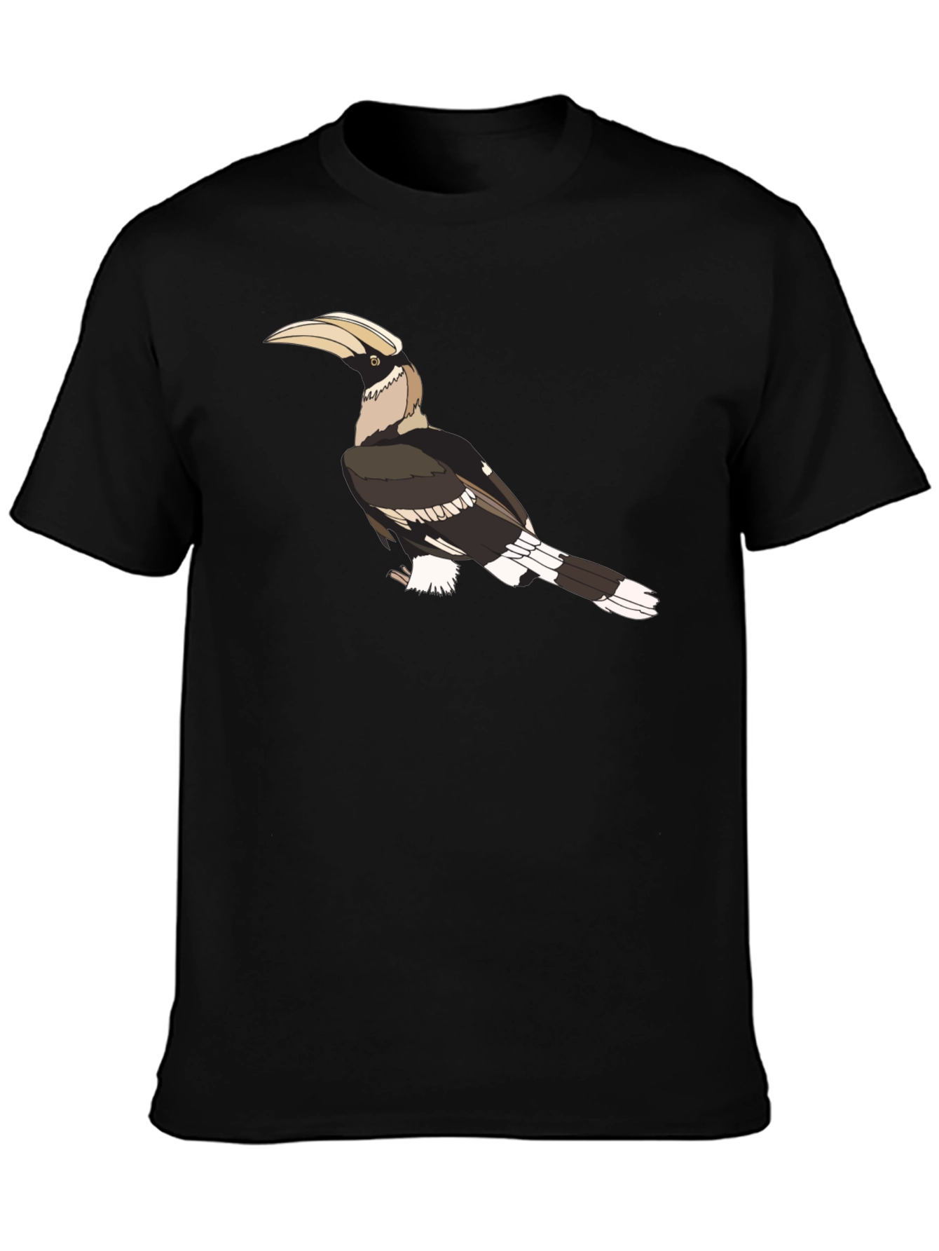 Hornbill Graphic Print Black T-Shirt