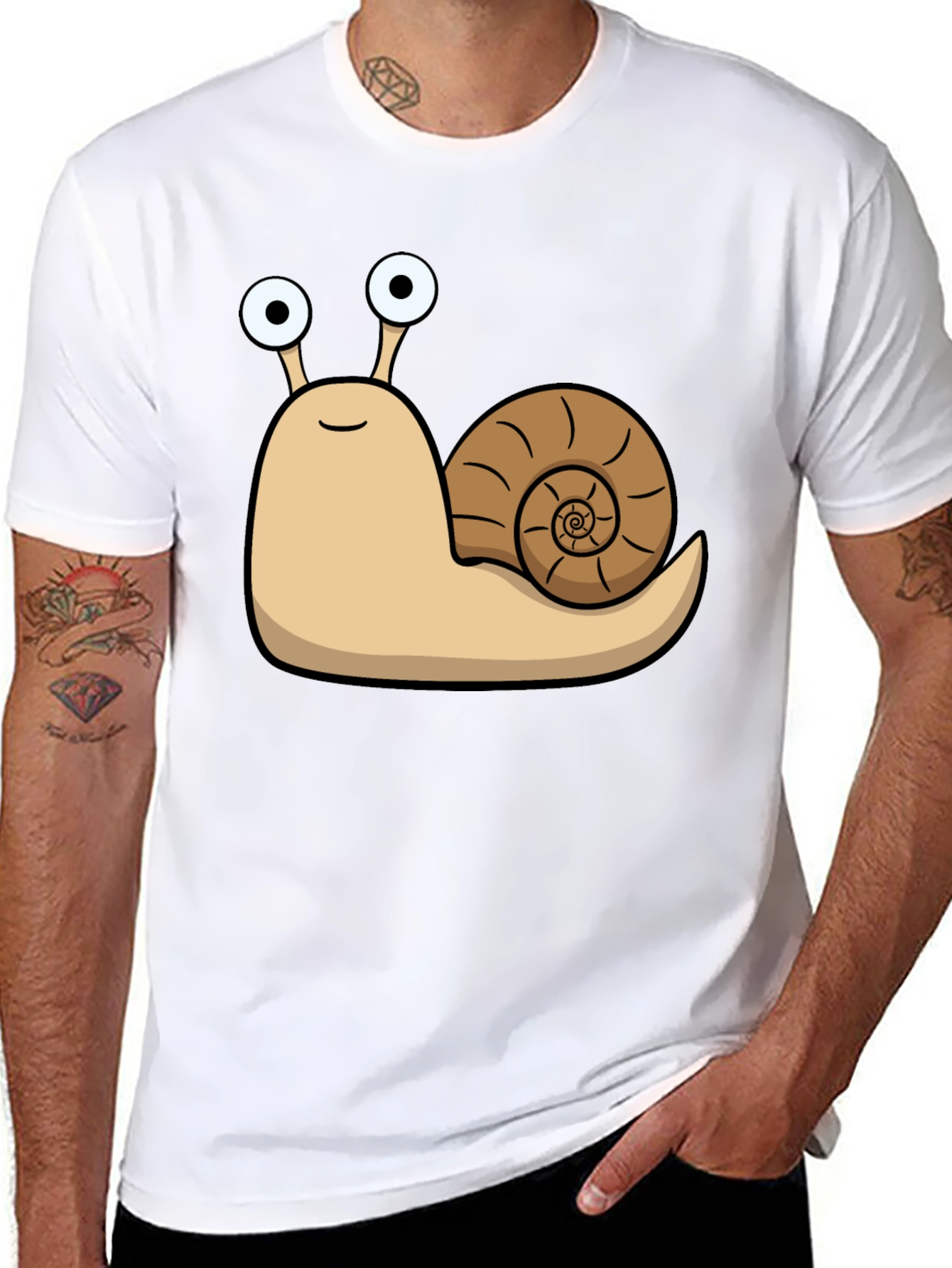 Cartoon Snail Graphic Black T-Shirt