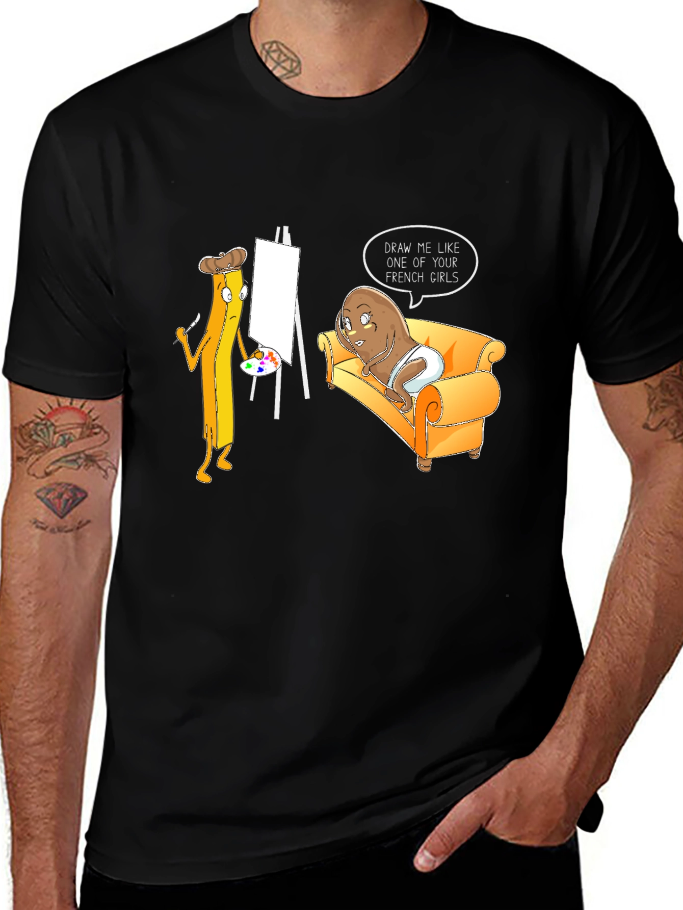 Funny Potato and Fries Art T-Shirt