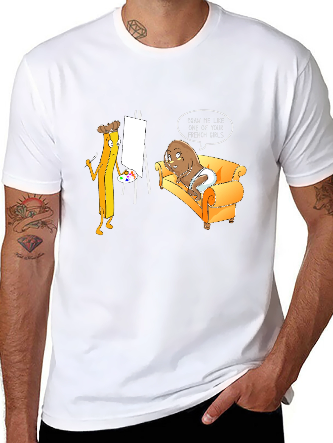 Funny Potato and Fries Art T-Shirt