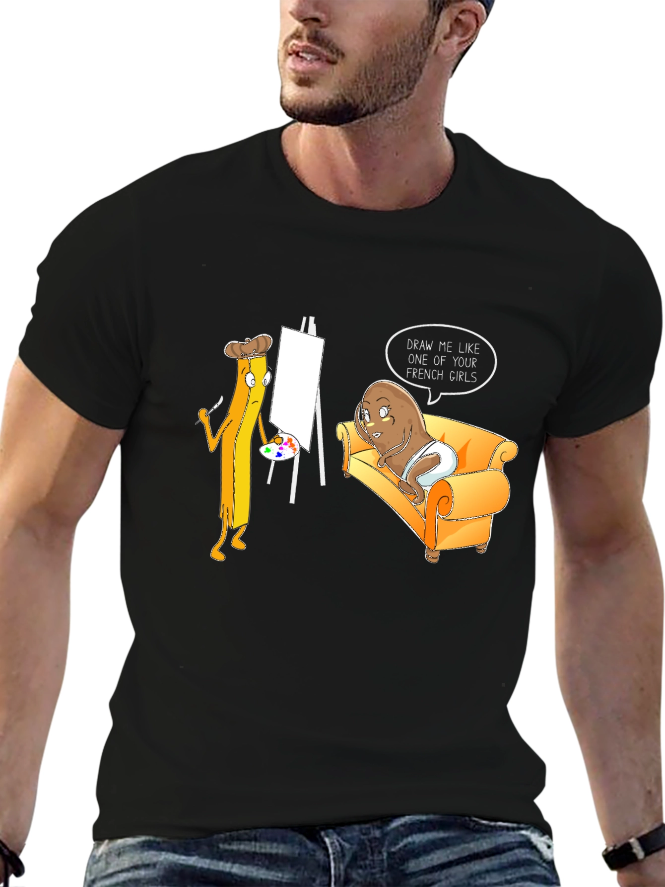 Funny Potato and Fries Art T-Shirt