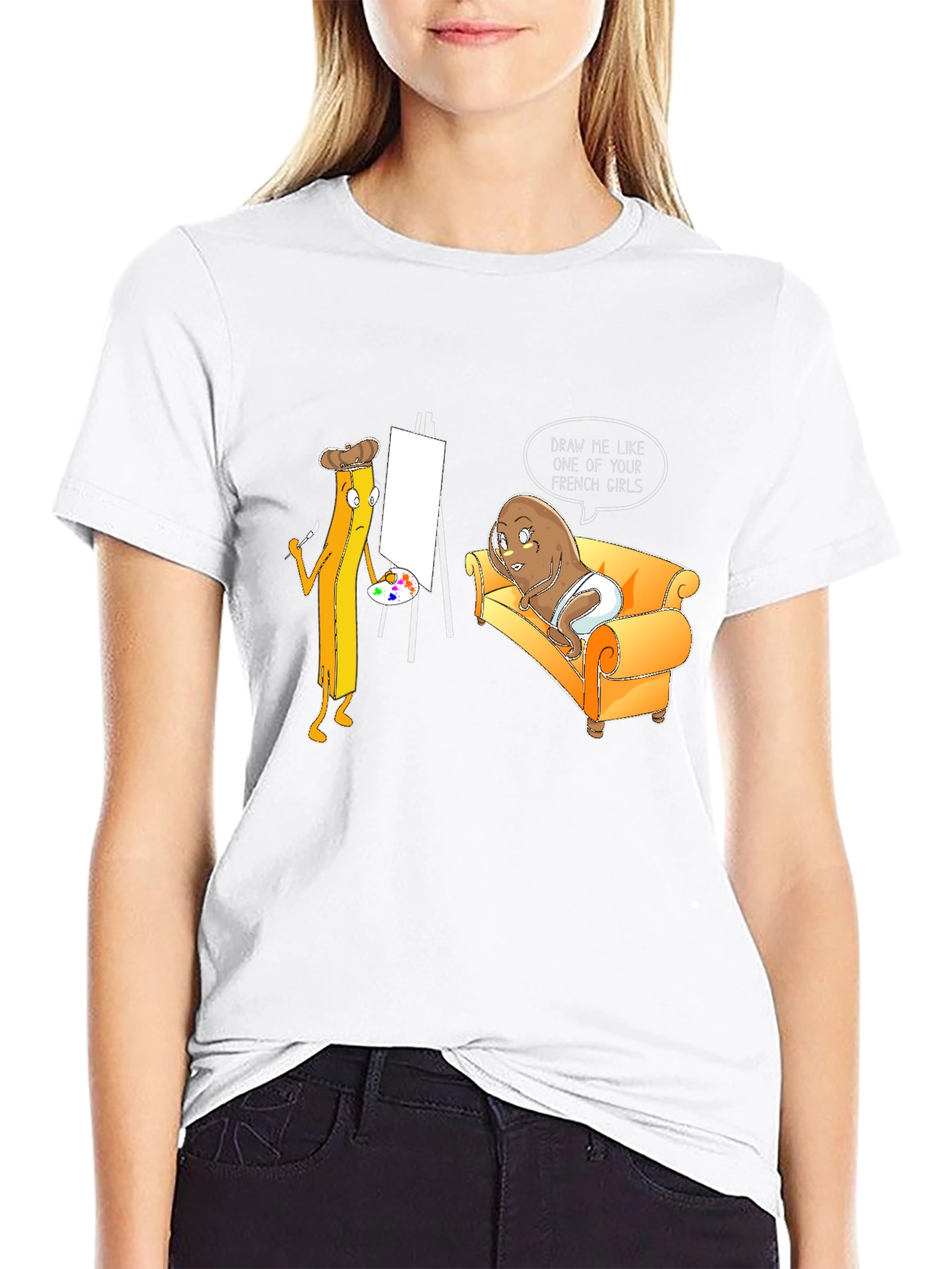 Funny Potato and Fries Art T-Shirt