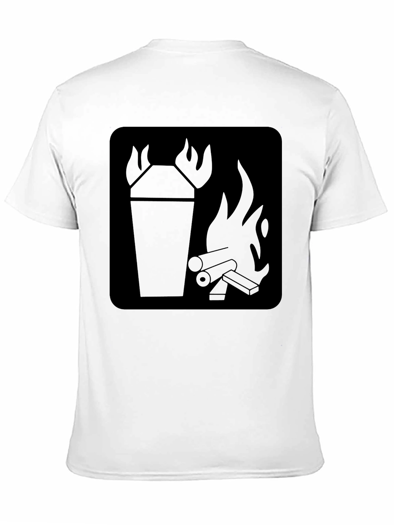 Black T-Shirt with Fire Symbol Graphic Print