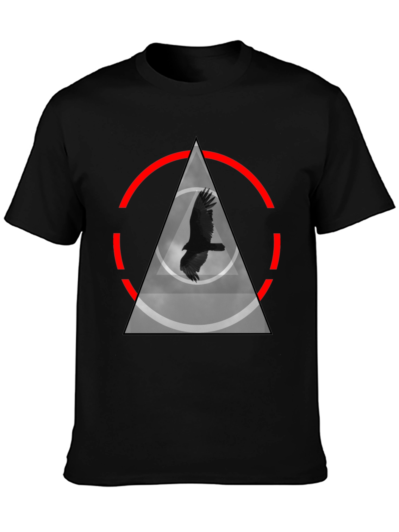Raven in Triangle T-Shirt - Black Graphic Tee