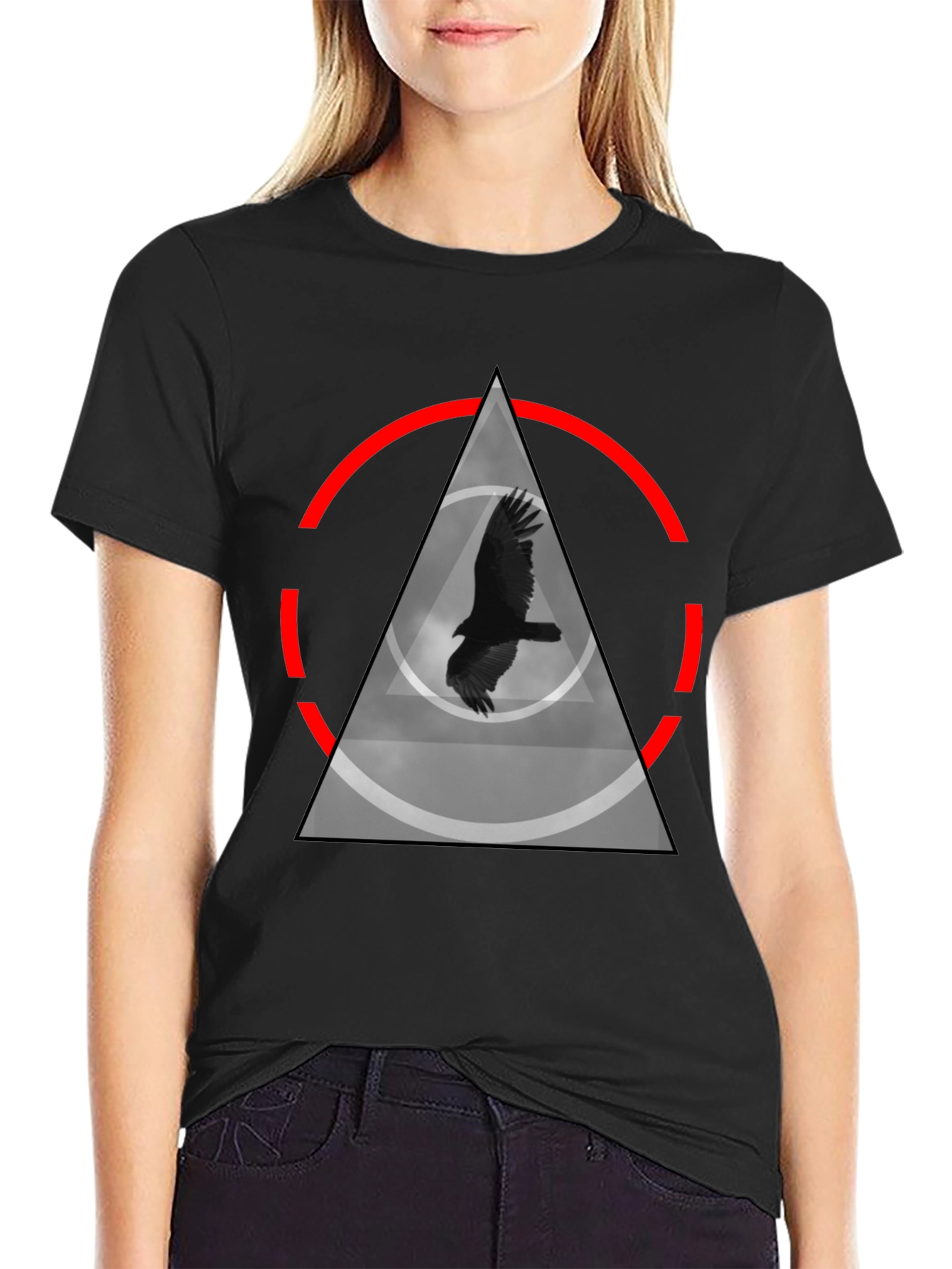 Raven in Triangle T-Shirt - Black Graphic Tee