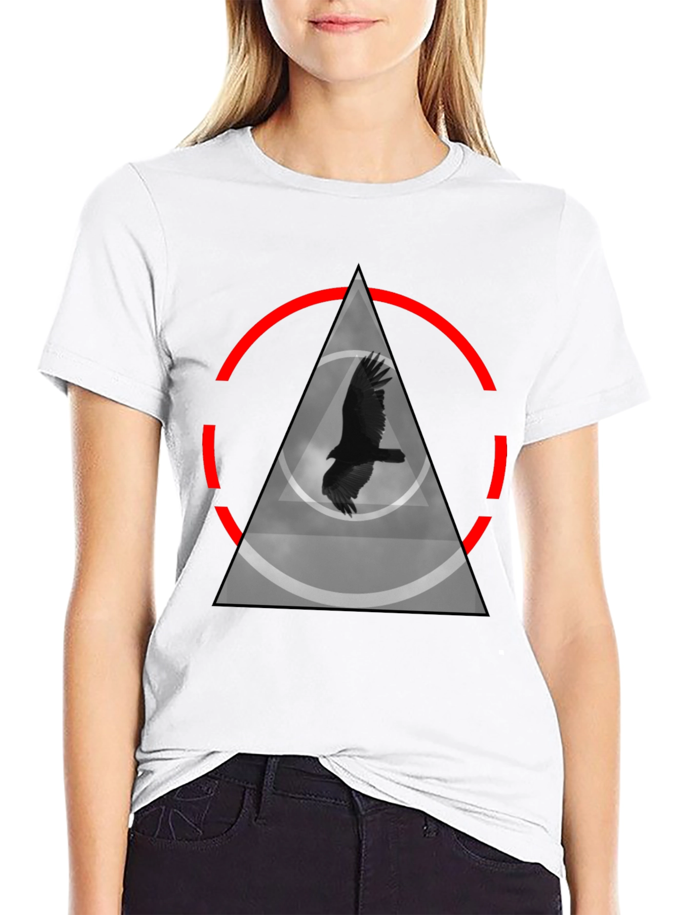 Raven in Triangle T-Shirt - Black Graphic Tee