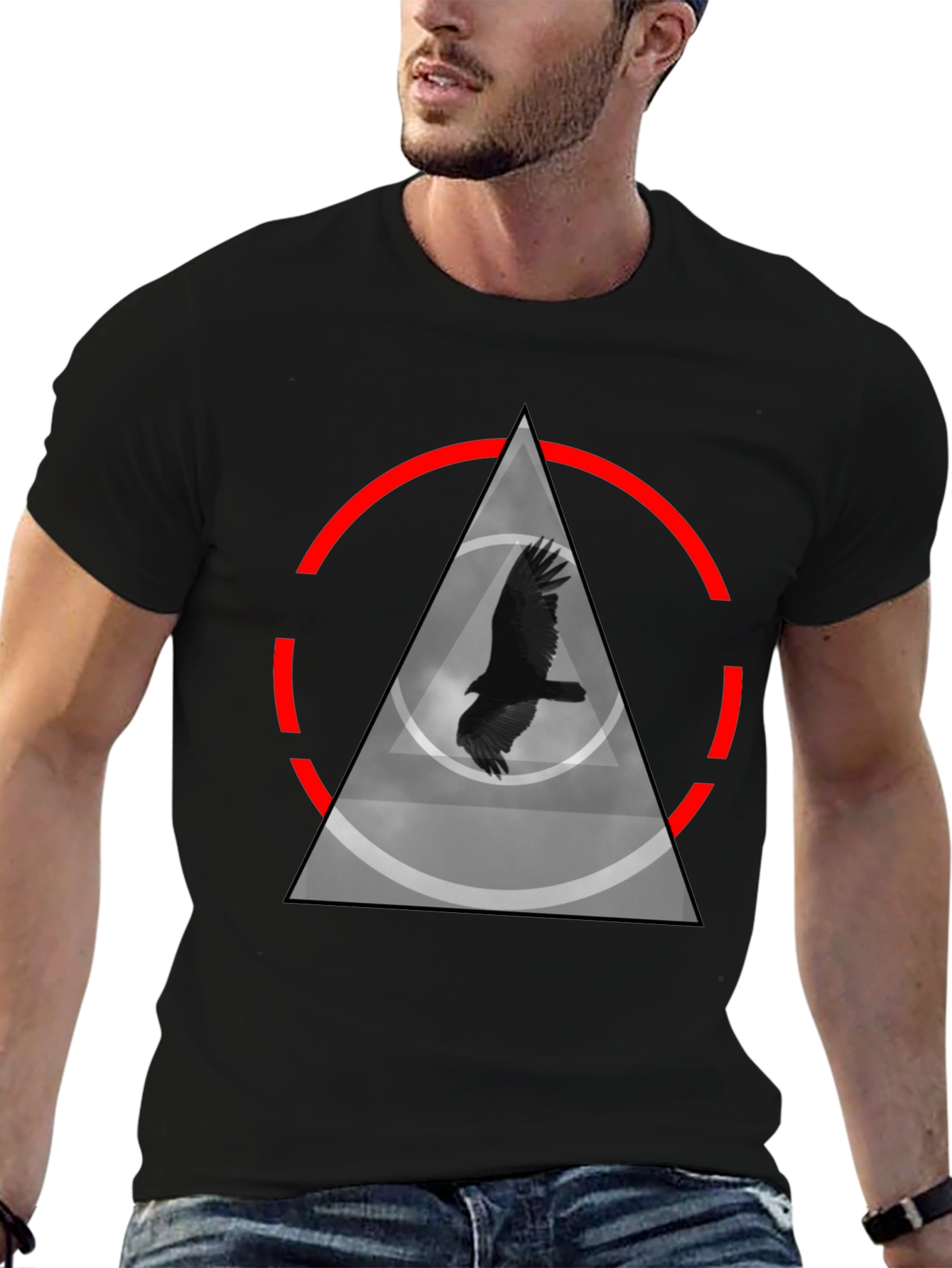 Raven in Triangle T-Shirt - Black Graphic Tee