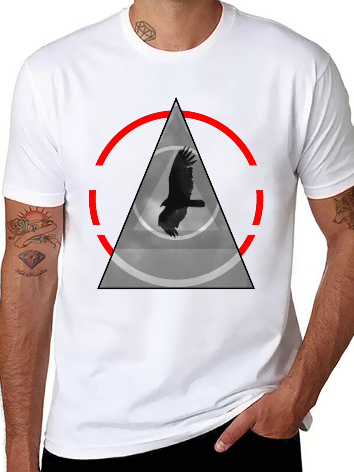 Raven in Triangle T-Shirt - Black Graphic Tee