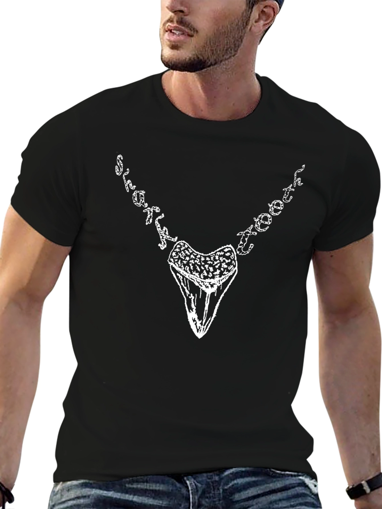 Shark Tooth Graphic Tee - Black