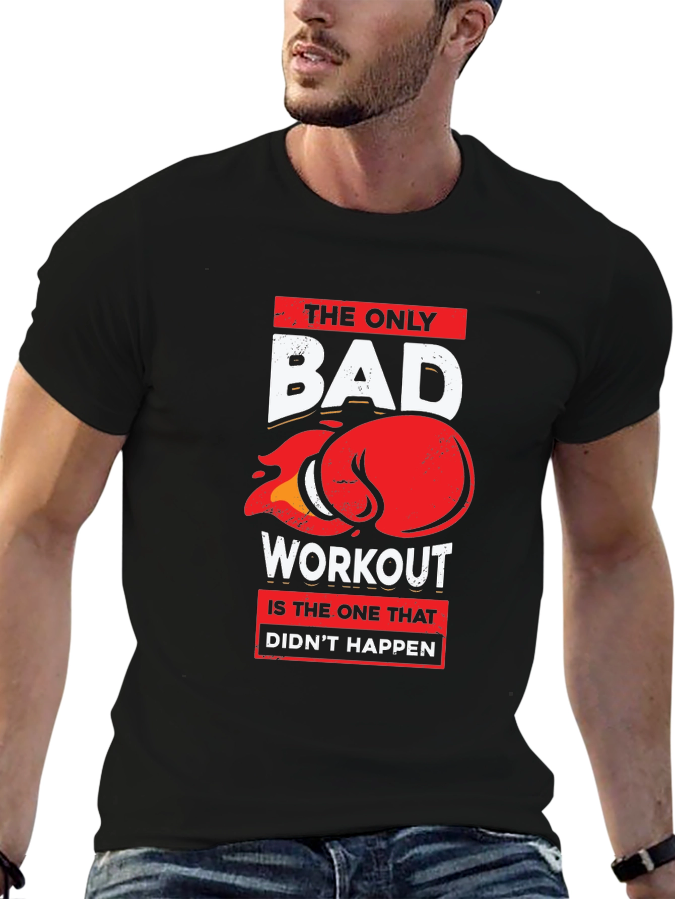 Workout Motivation Graphic Tee - Black